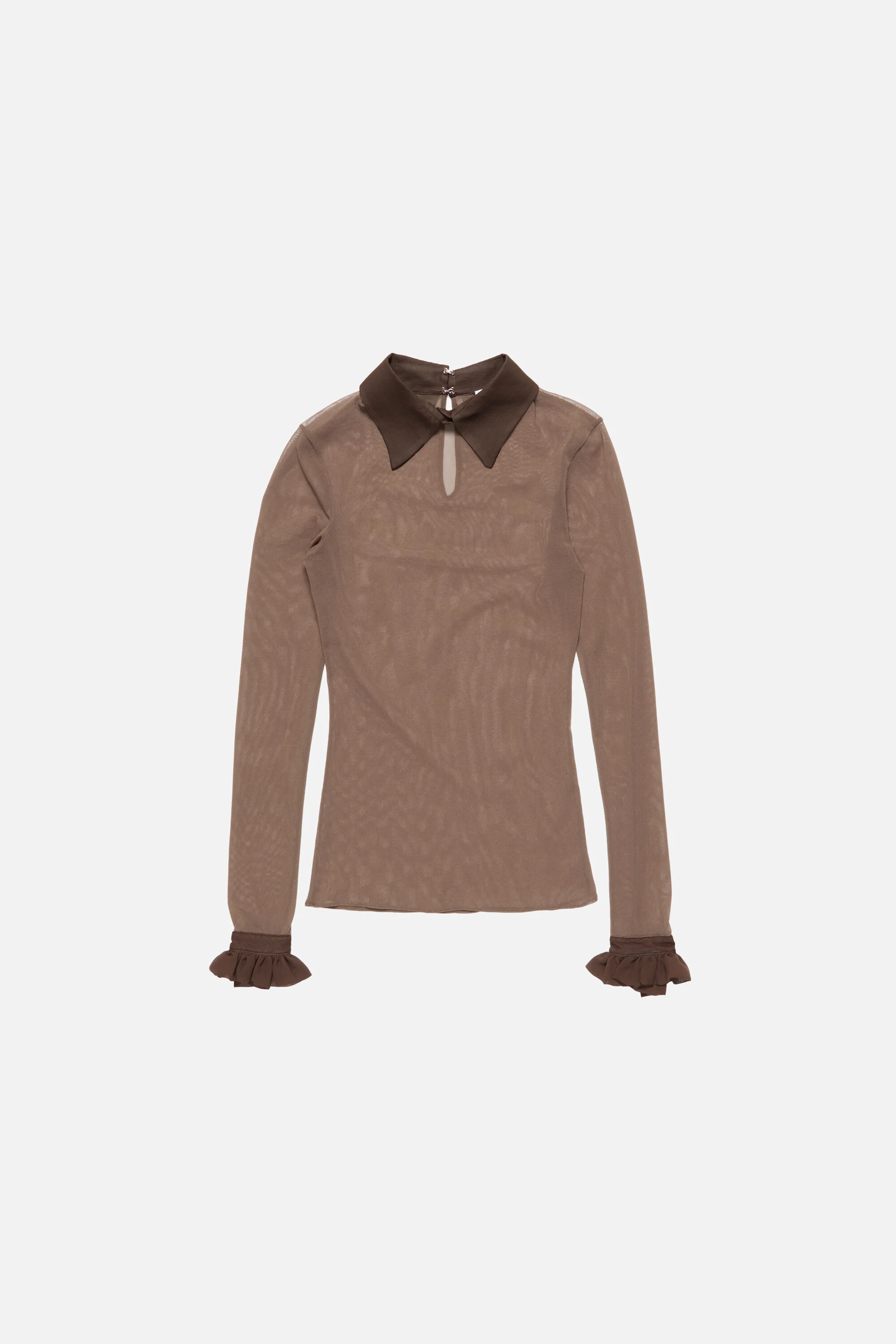Sheer nylon shirt - Brown - 1