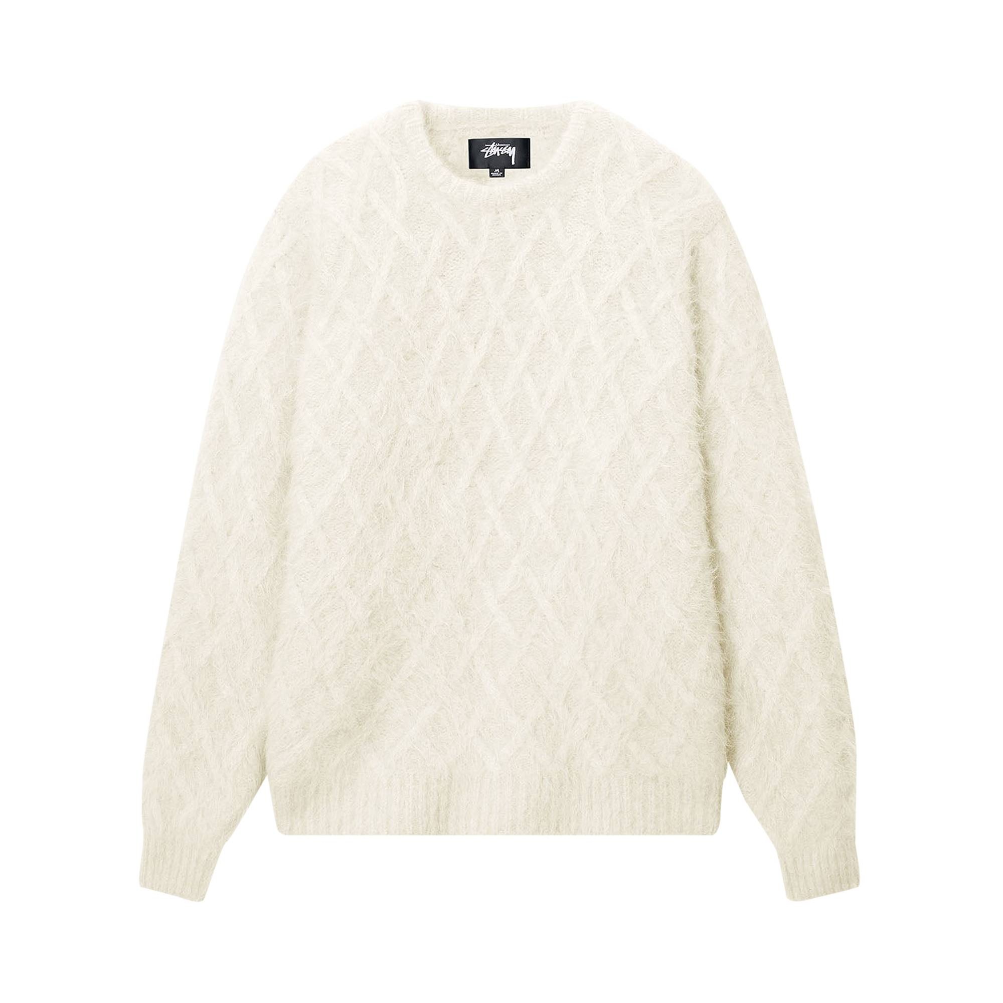 Stussy Fuzzy Lattice Crew Sweater 'Ivory' - 1