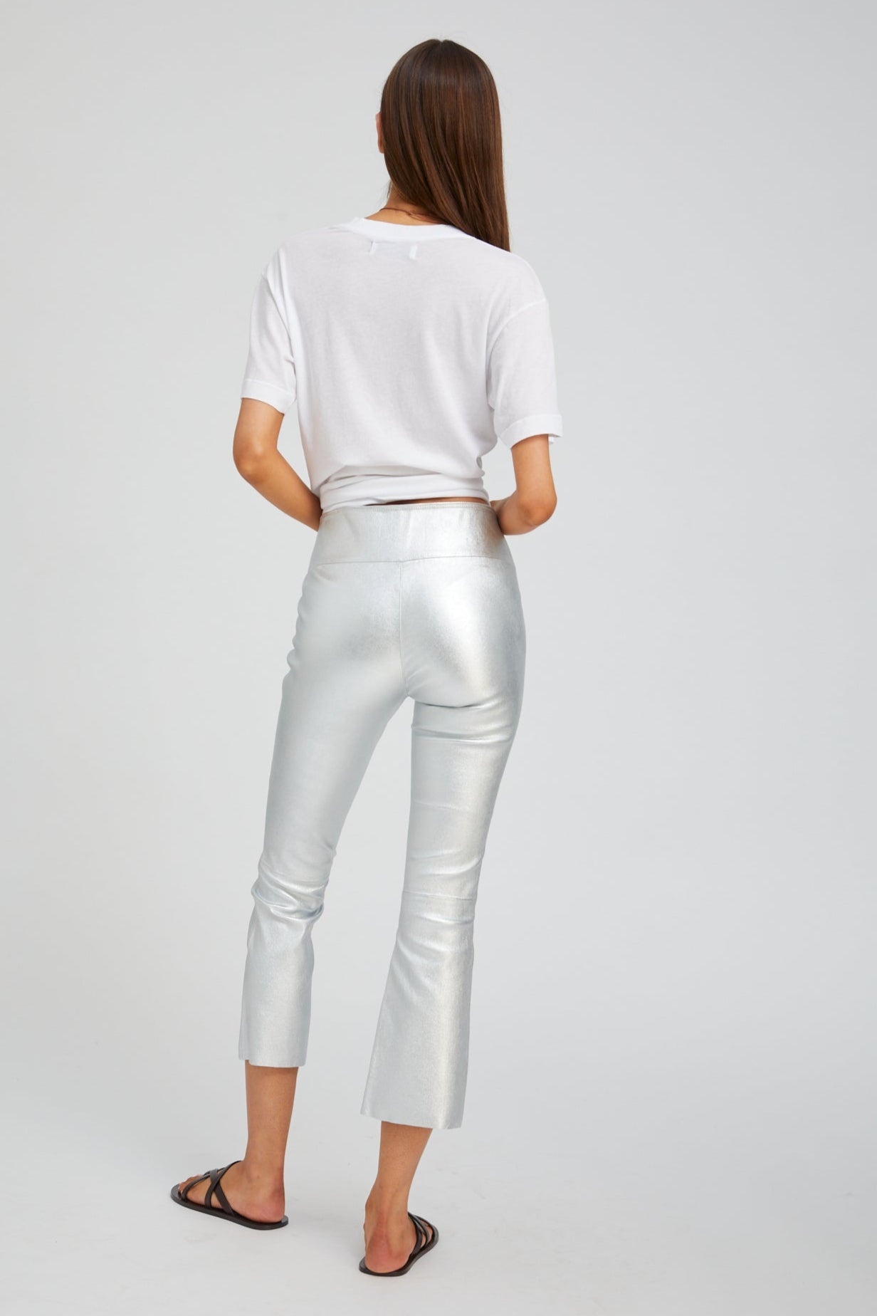 SILVER LEATHER CROP FLARE - 4