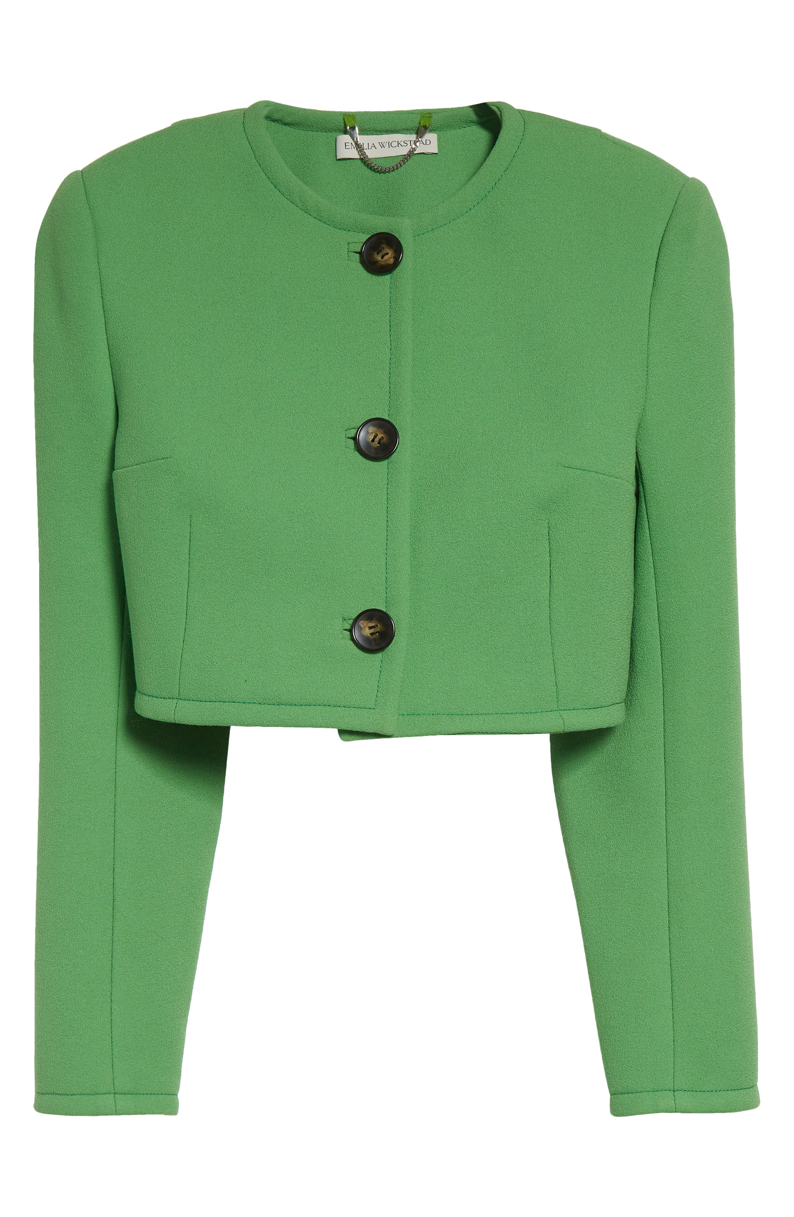 Emilia Wickstead Lizette Crop Wool Jacket in Fresh Green at Nordstrom - 7