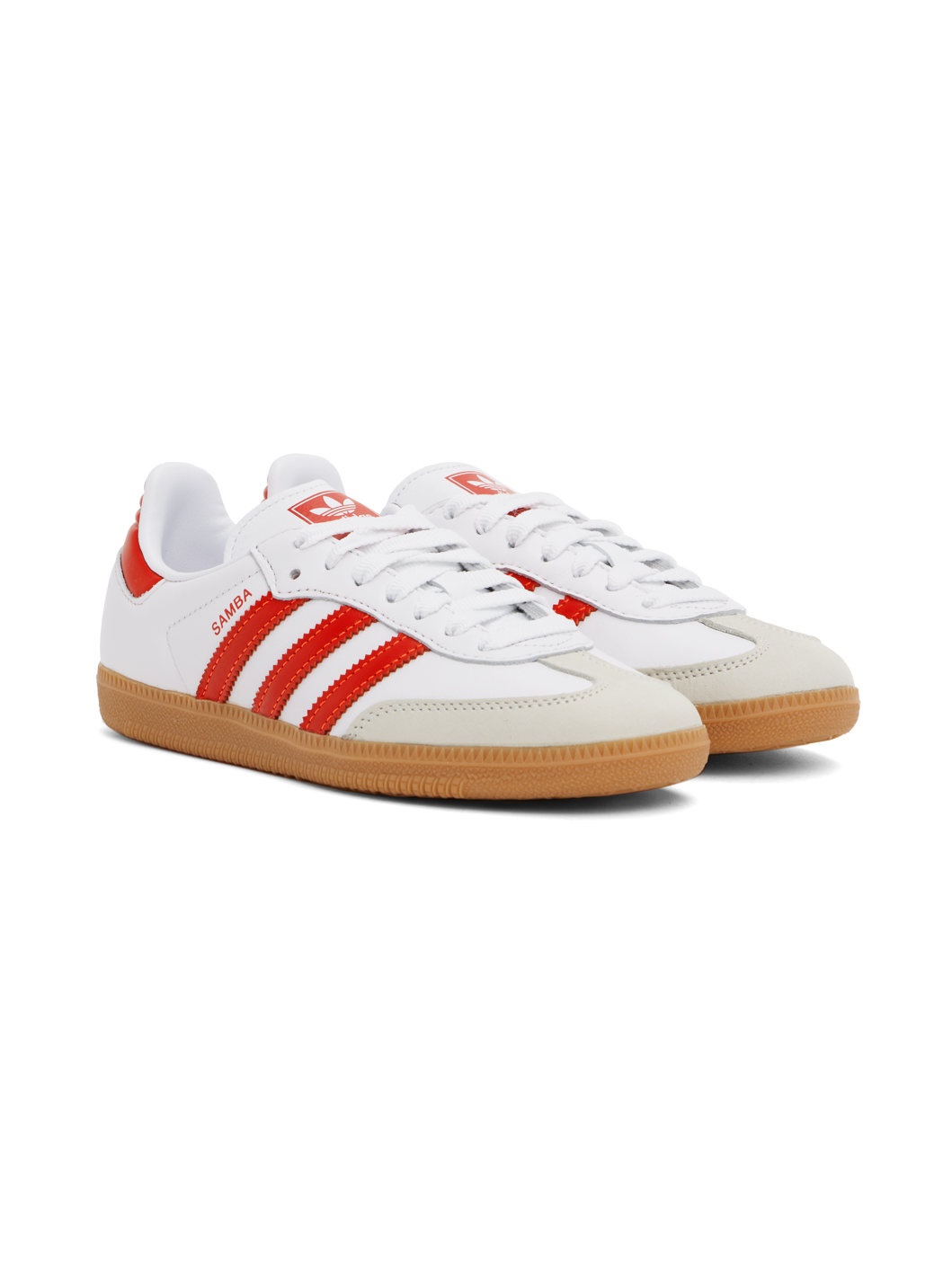 White & Red Samba OG Sneakers - 4
