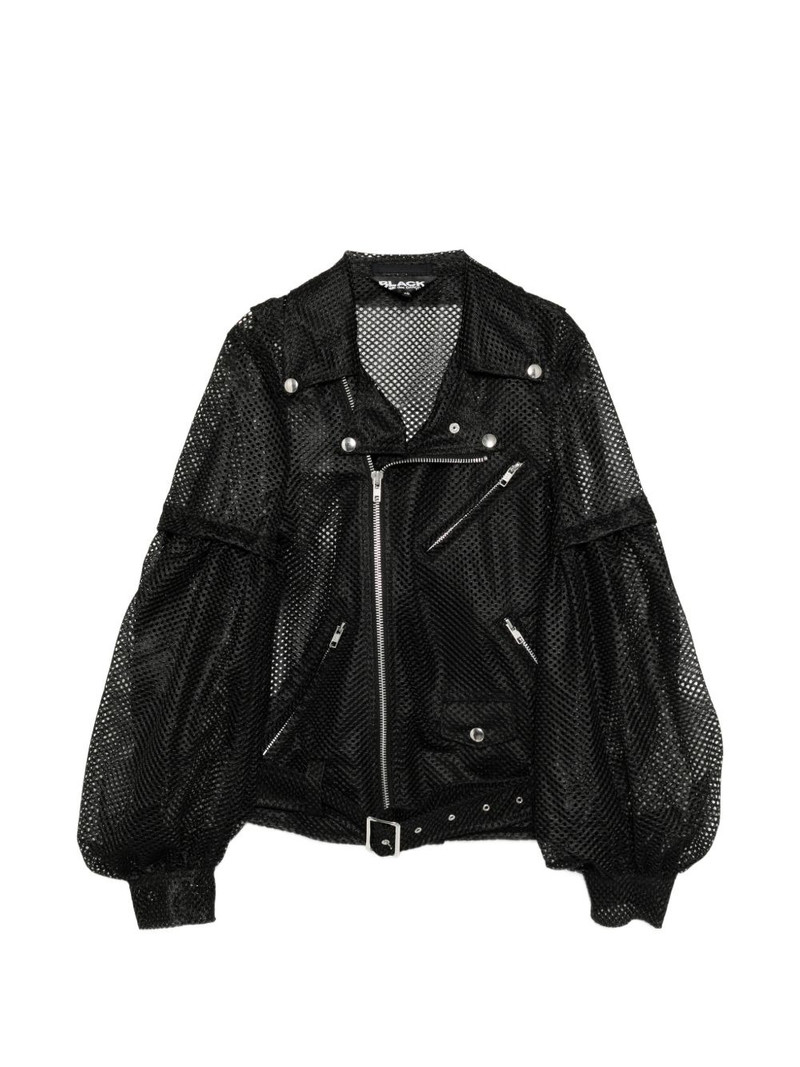 mesh-panelled puff-sleeve jacket 1