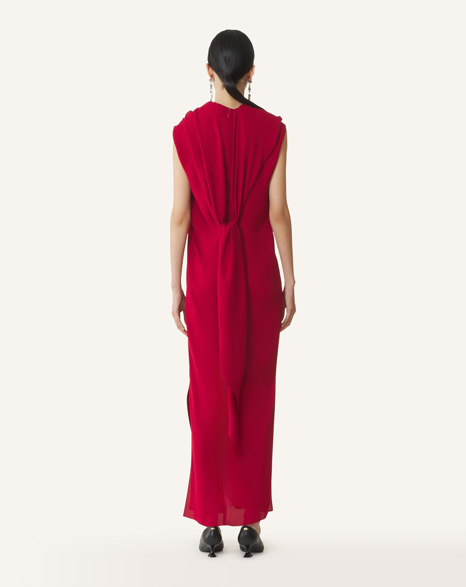 LONG SATIN KNOTTED DRESS - 4