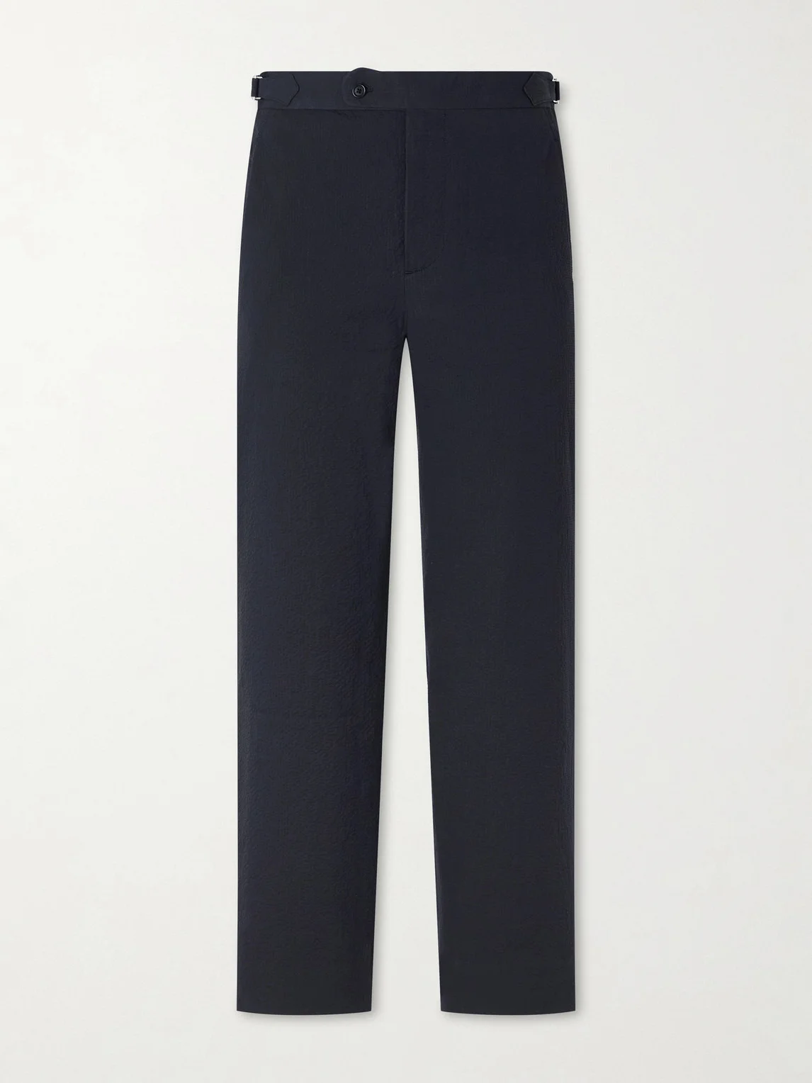 Straight-Leg Cotton-Blend Seersucker Trousers - 1