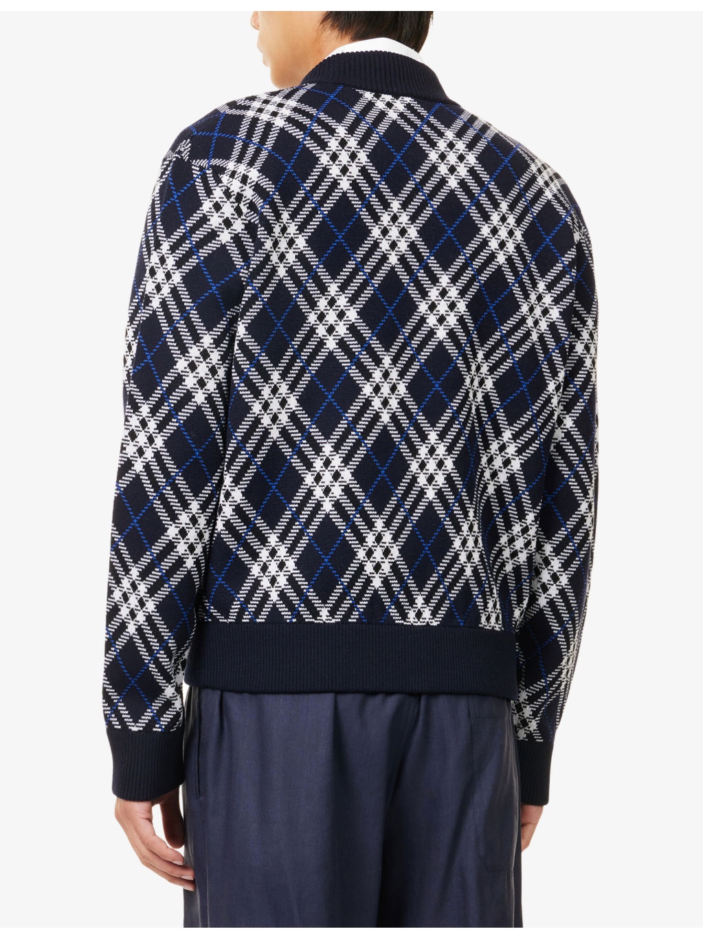 Check-Weave Knitted Bomber Jacket - 4