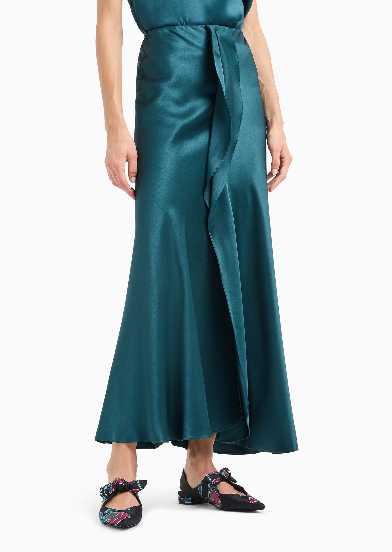 Midi skirt in double-sided silk satin - 2