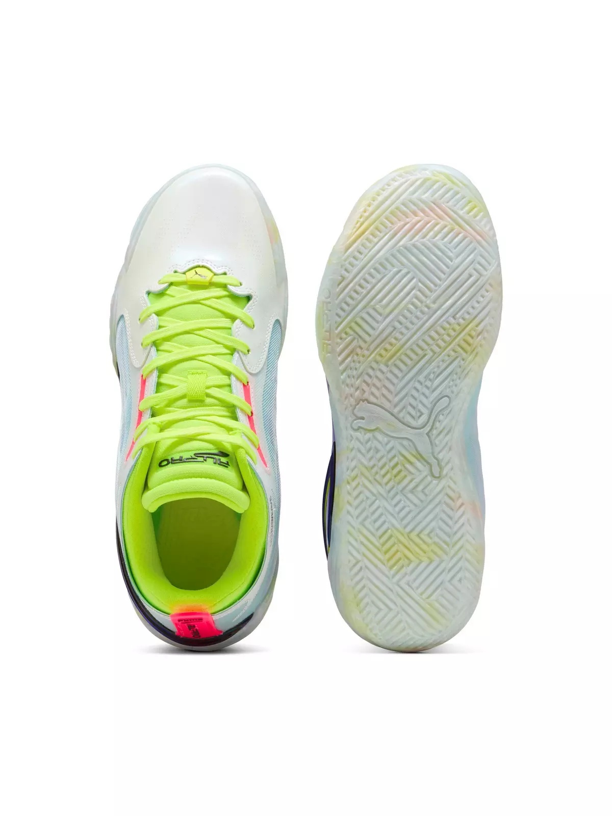 PUMA All-Pro NITRO Elite "White/Light Blue/Lime" Men's Basketball Shoe - 4