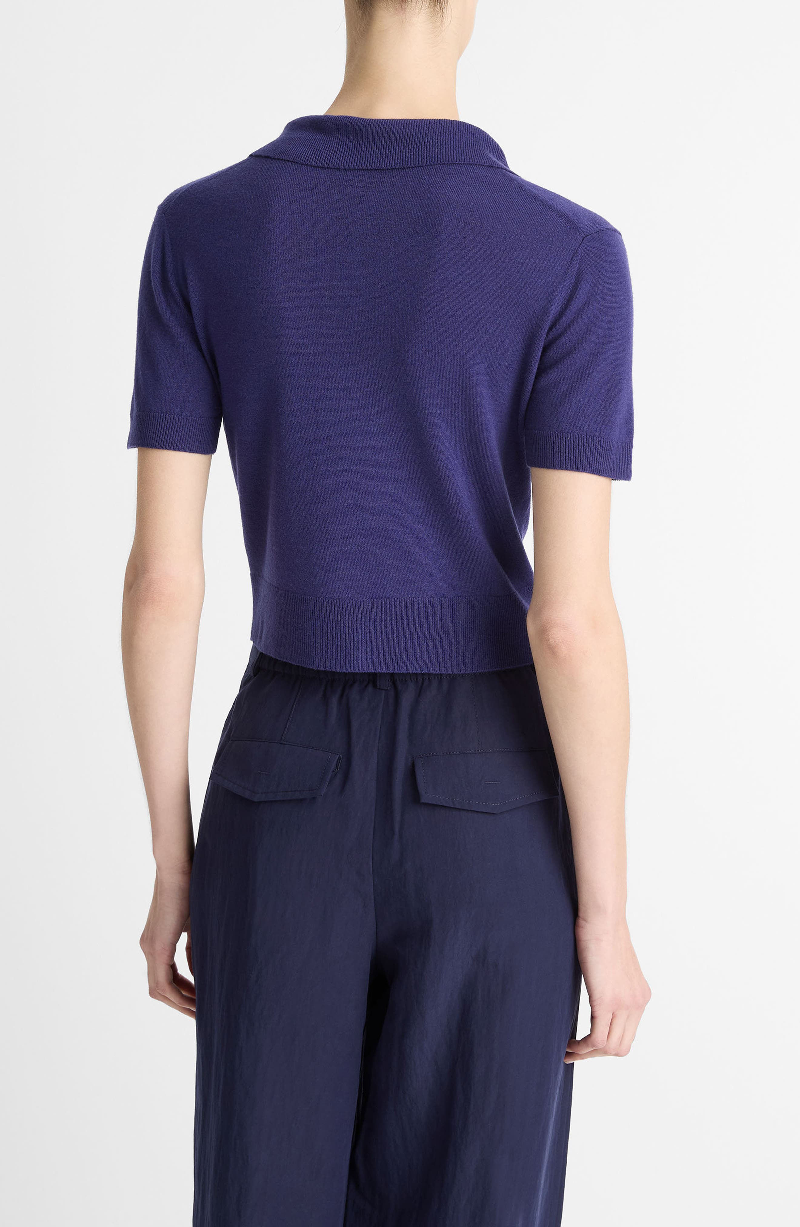Vince Short Sleeve Button-Up Sweater in Deep Iris at Nordstrom - 2