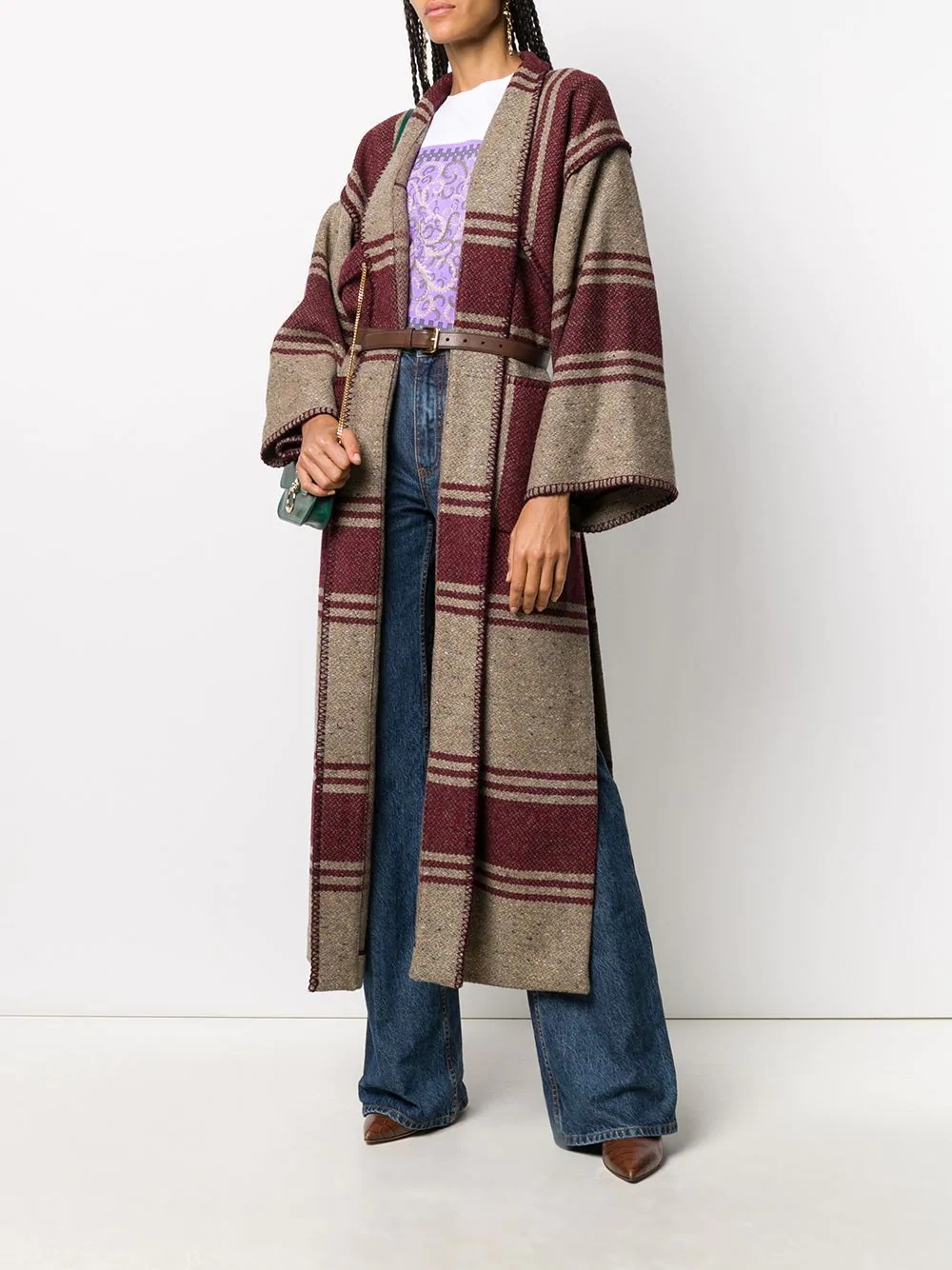 long striped wool coat - 2