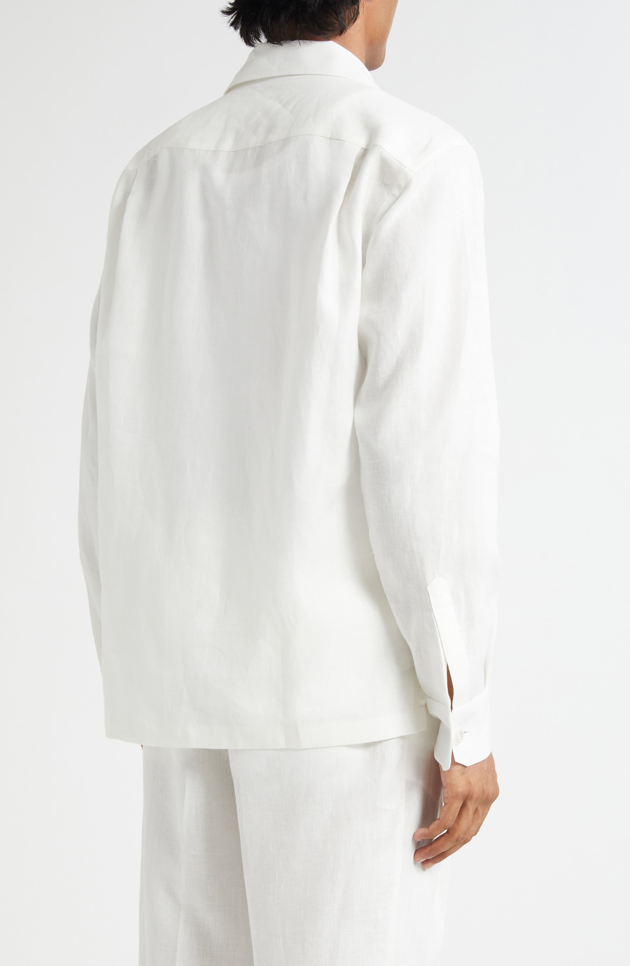 Dolce&Gabbana Long Sleeve Linen Camp Shirt in W0111 Bianco at Nordstrom - 3