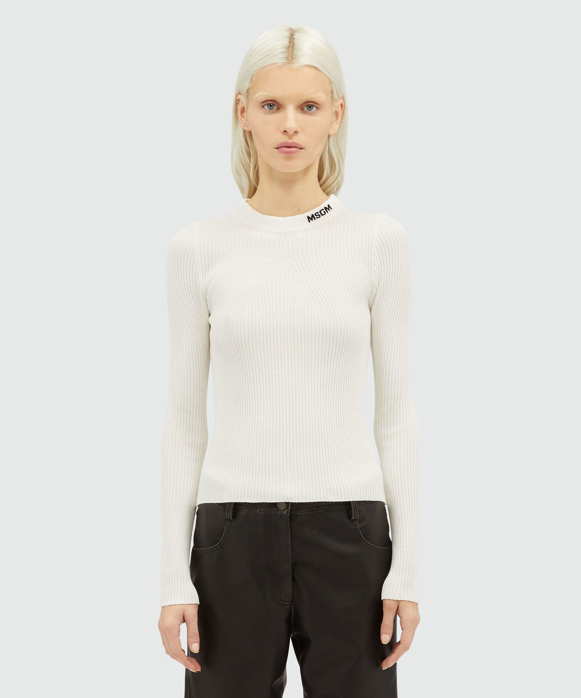 Stretch ribbed viscose sweater - 2