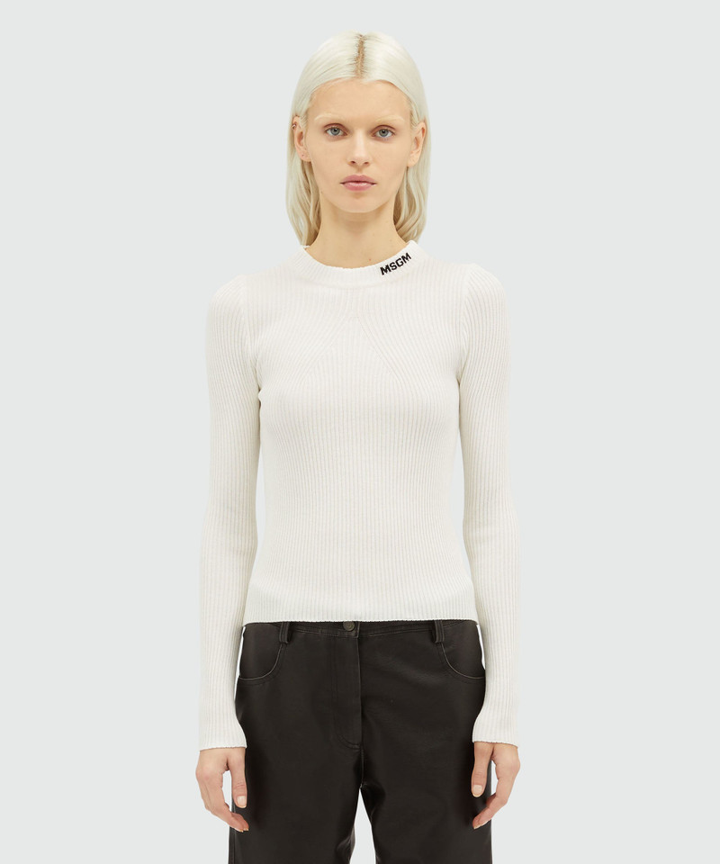 MSGM Stretch ribbed viscose sweater outlook