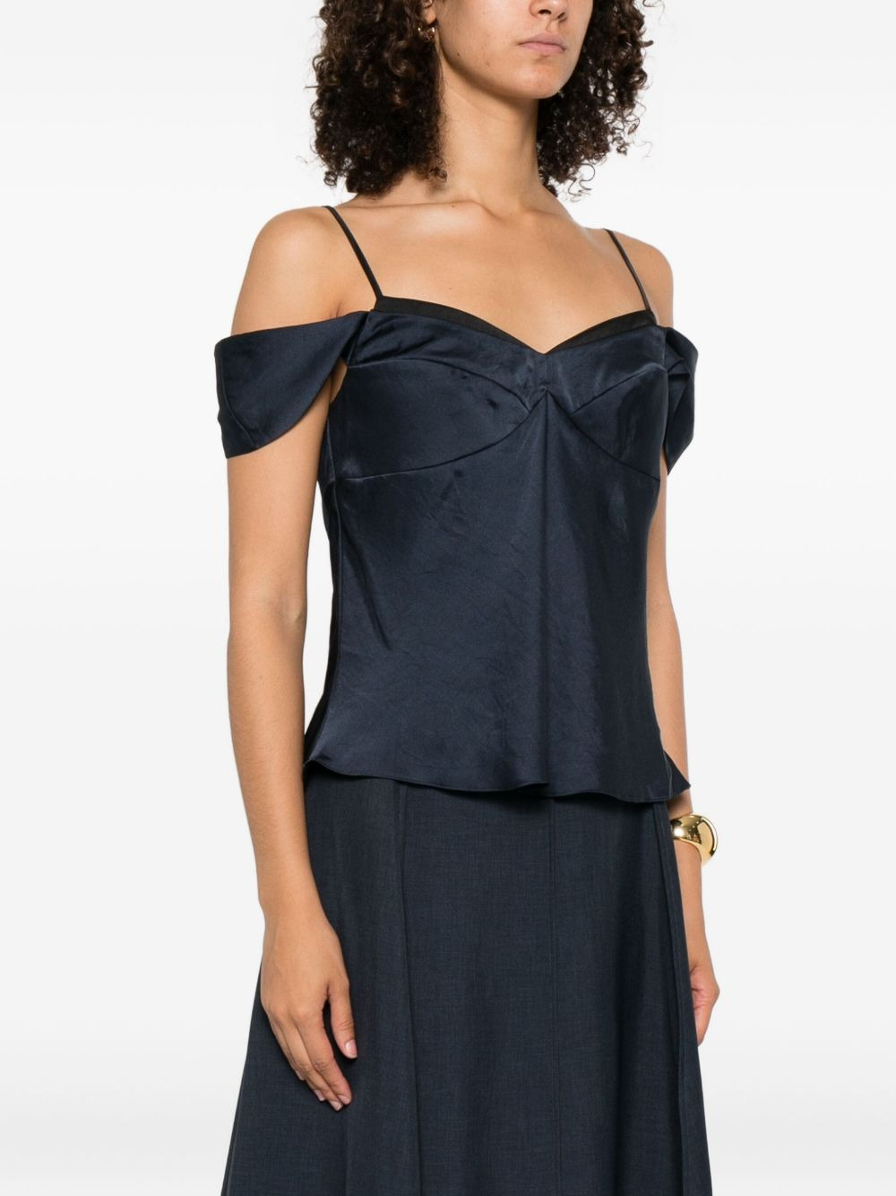 off-shoulder satin top - 3