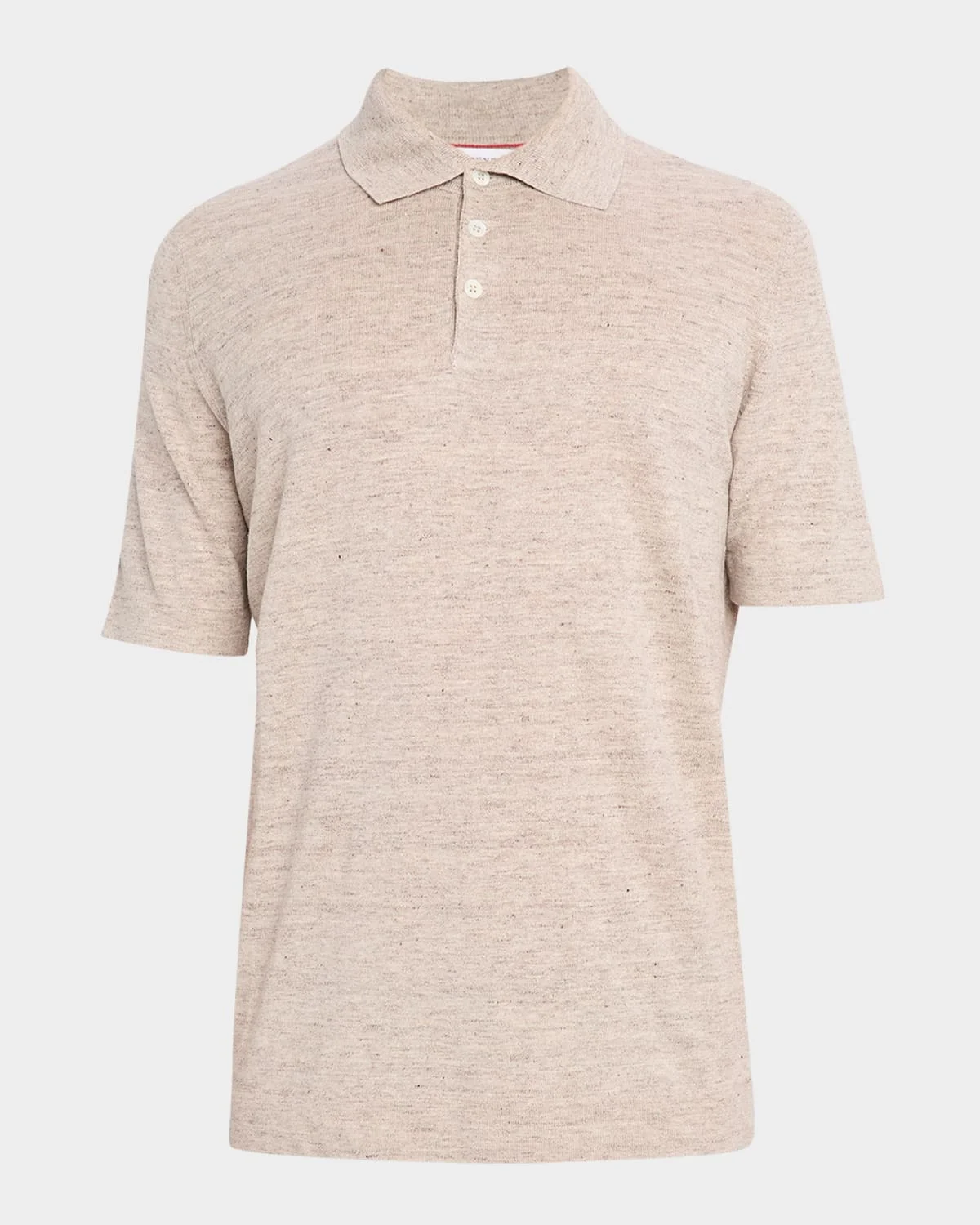 Men's Linen and Cotton Heathered Polo Shirt - 1