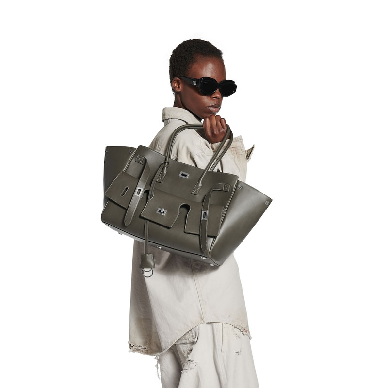 BALENCIAGA Women's Bel Air Carry All Bag Medium  in Khaki outlook