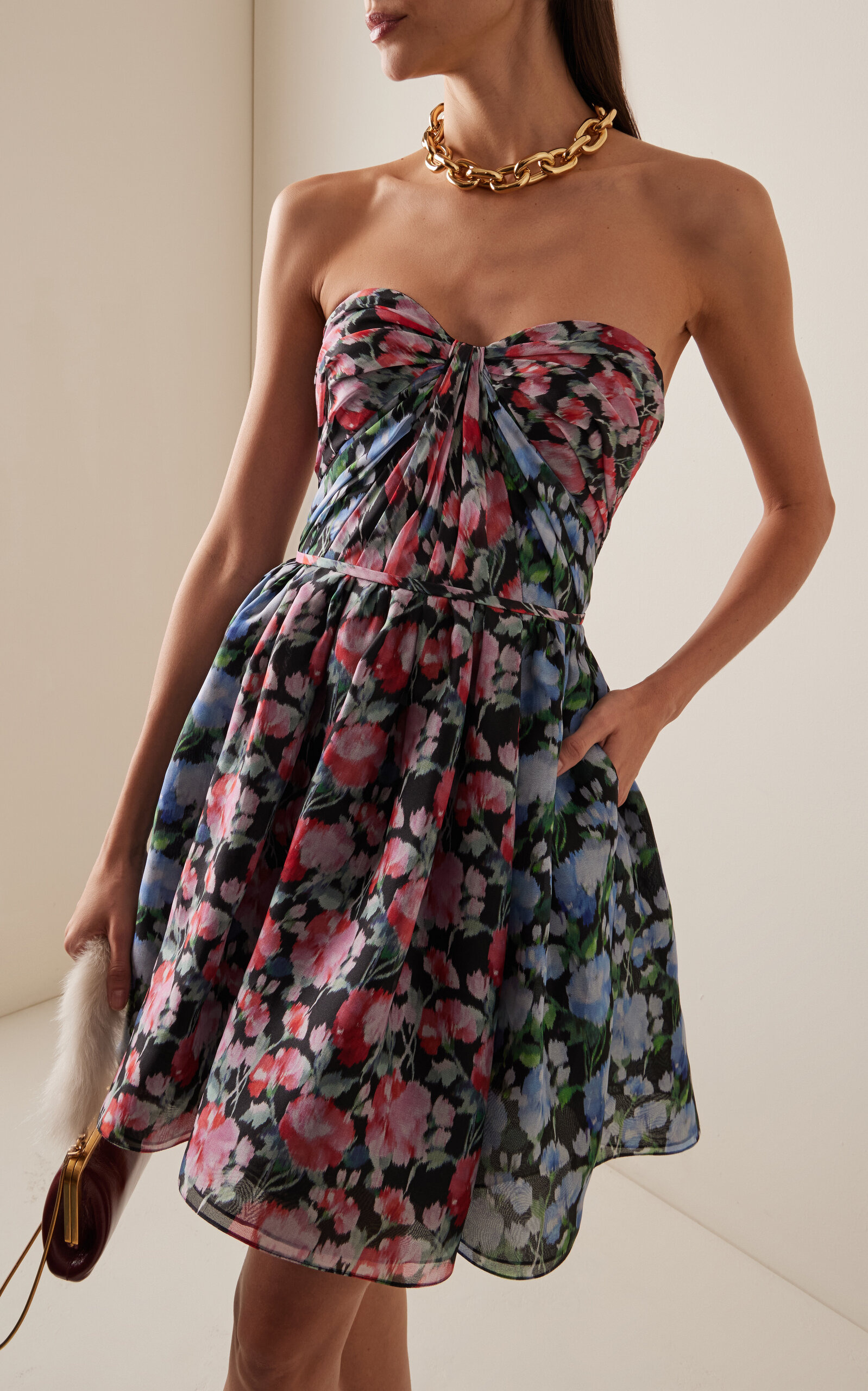 Gathered Organza Mini Dress multi - 3