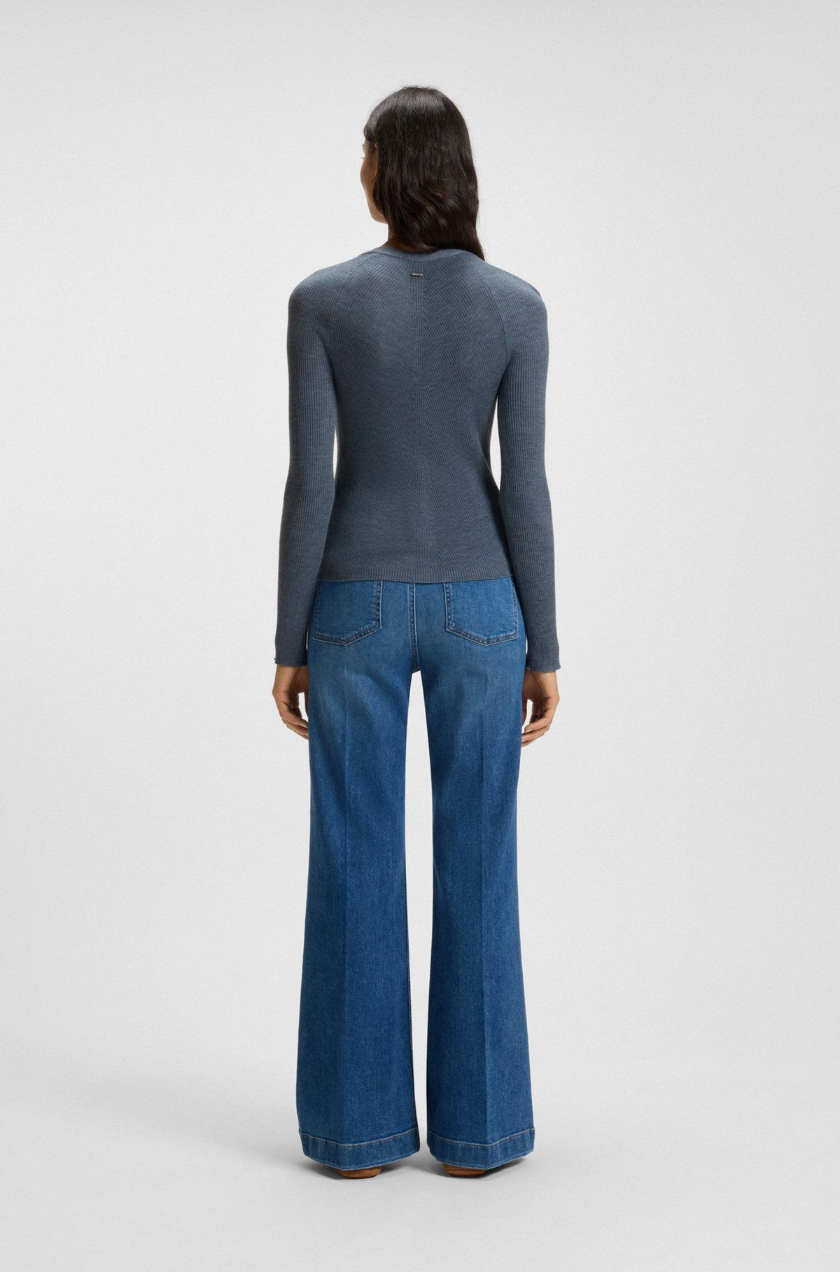 CONCEALED-CLOSURE CARDIGAN IN SUPER-FINE MERINO WOOL - 4