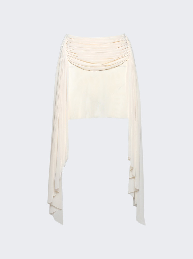 Ruched Mini Skirt White 1