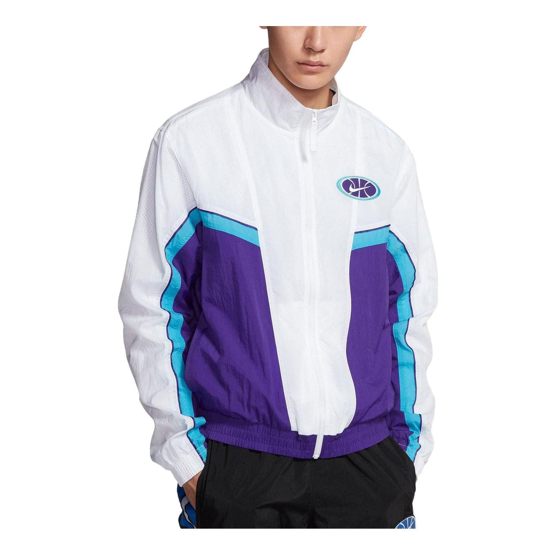 Nike Throwback Basketball Jacket 'White Purple' AV9756-103 - 1