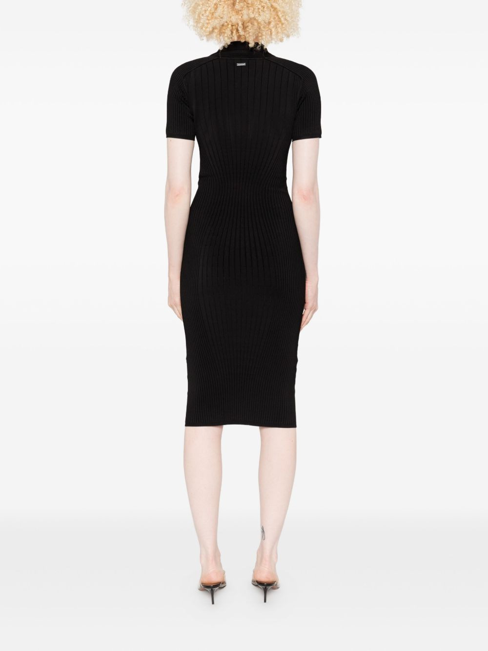 hook-and-eye rib-knit midi dress - 4