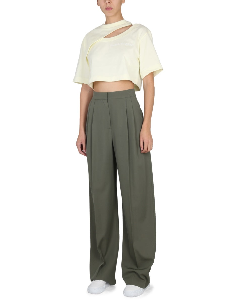 パンツ alexander mcqueen SS23 WIDE LEG PANTS (705526_QJACF3003) Alexander McQueen wide-leg Trousers | Black | FARFETCH