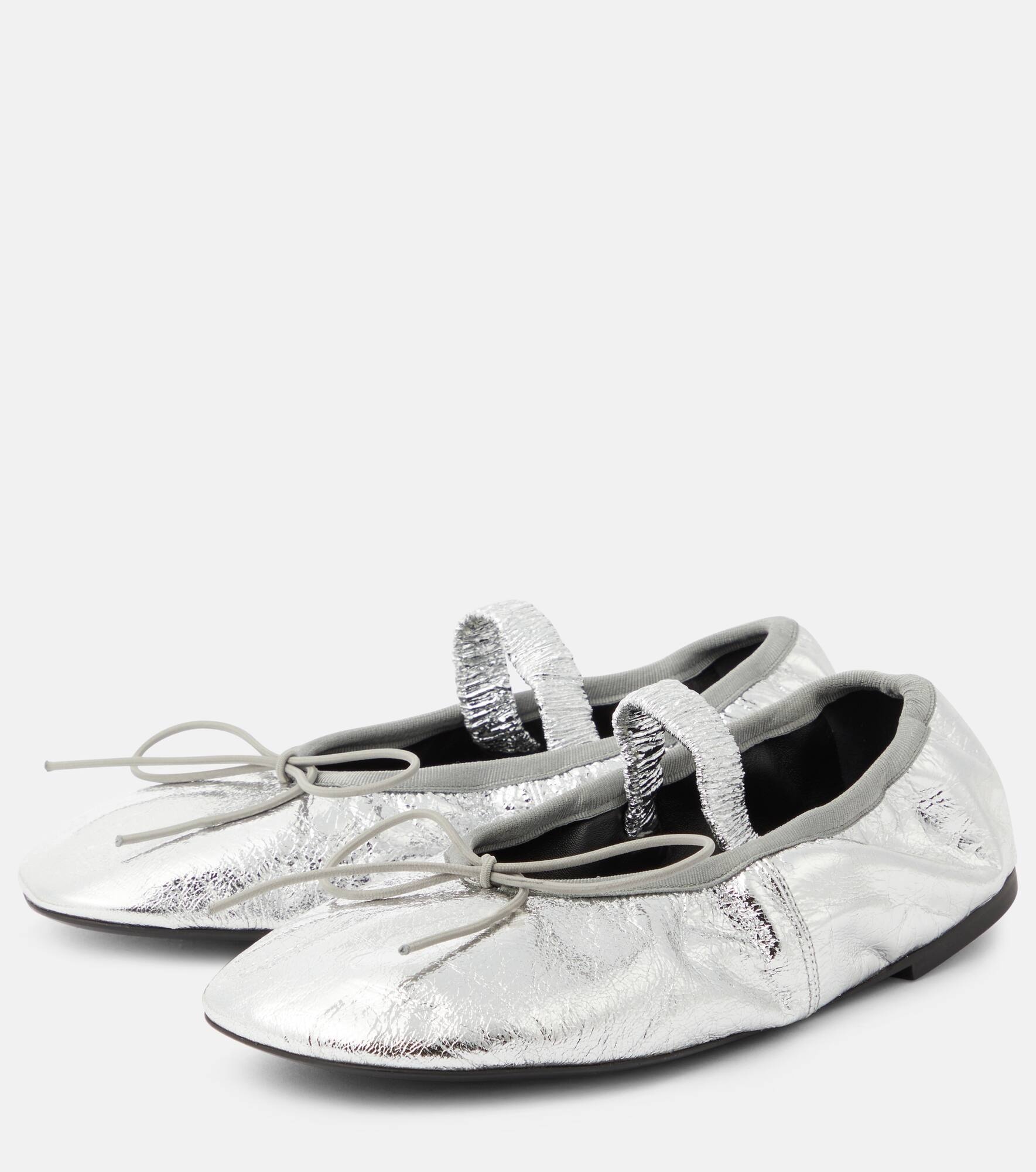 Metallic leather ballet flats - 5