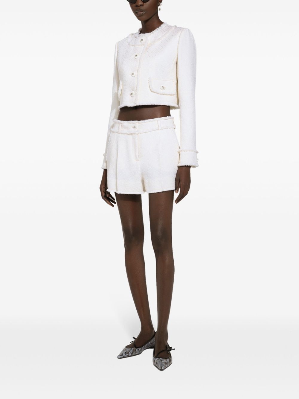 frayed detailing tailored shorts - 2