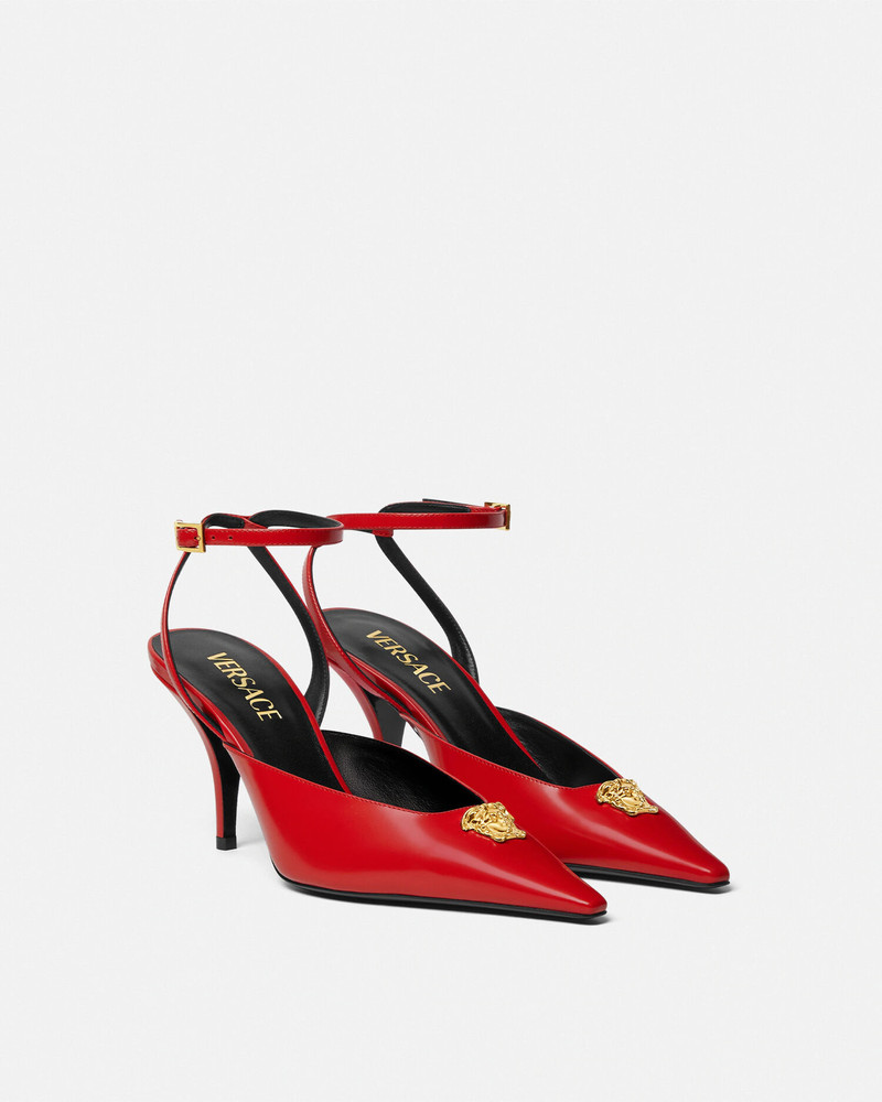 VERSACE La Medusa Leather Slingback Pumps 85 mm outlook