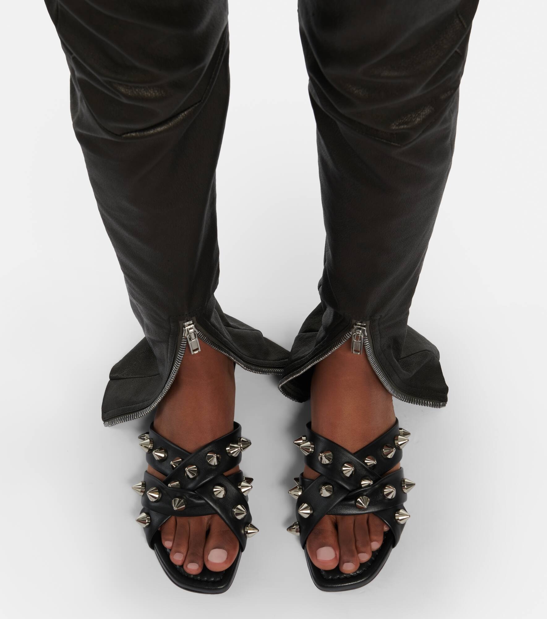 Miss Spike Club embellished leather slides - 7