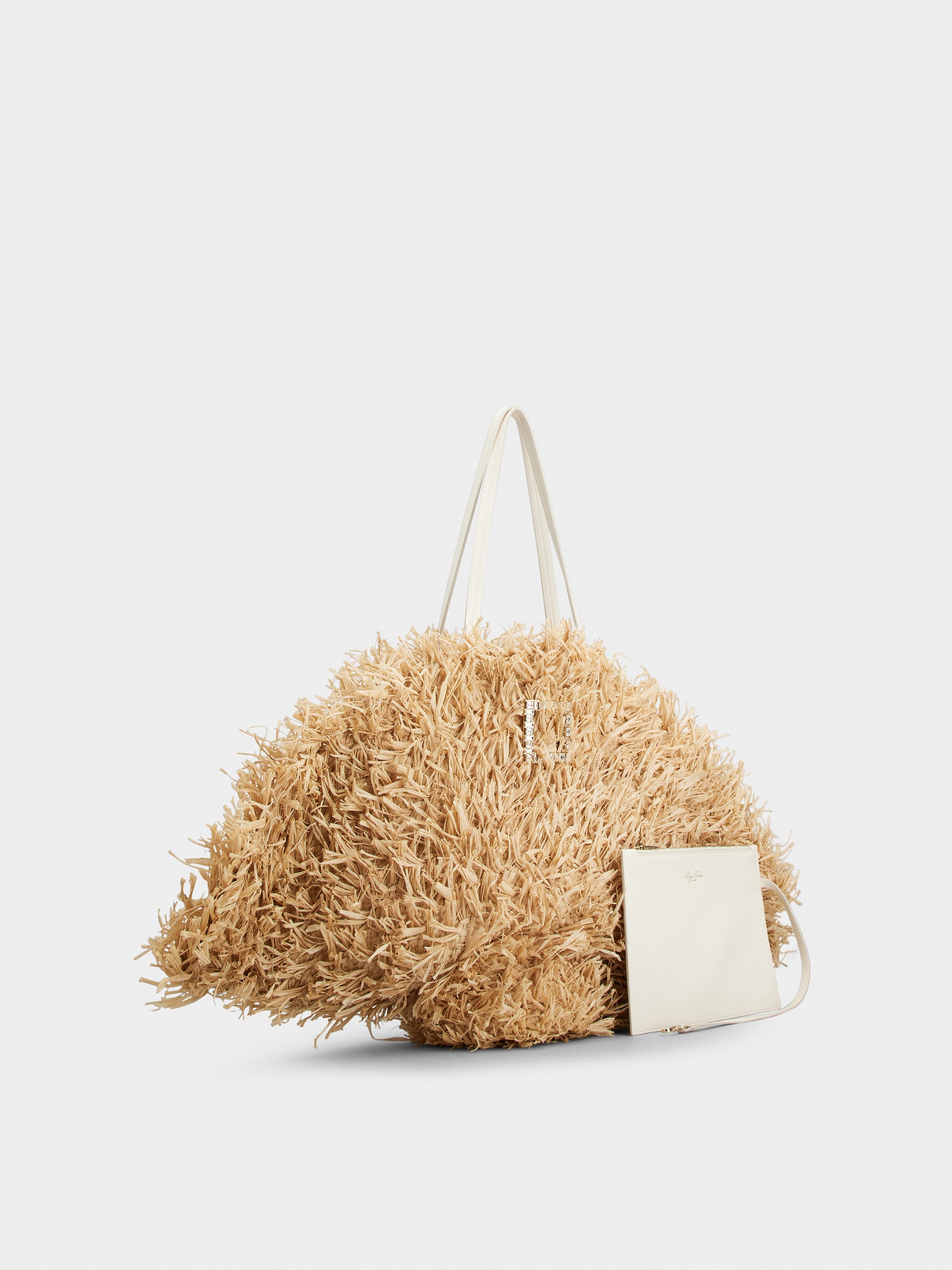 Très Vivier Large Shopping Bag in raffia - 3