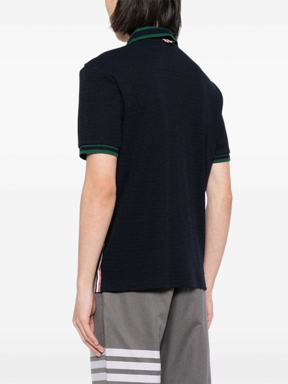 Pointelle cotton knit polo shirt - 4