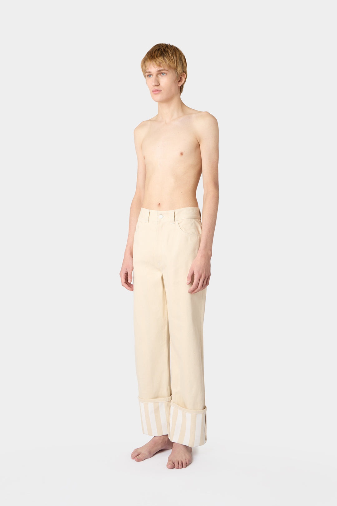 BELLIDENTRO PANTS / denim / ecru & white - 3