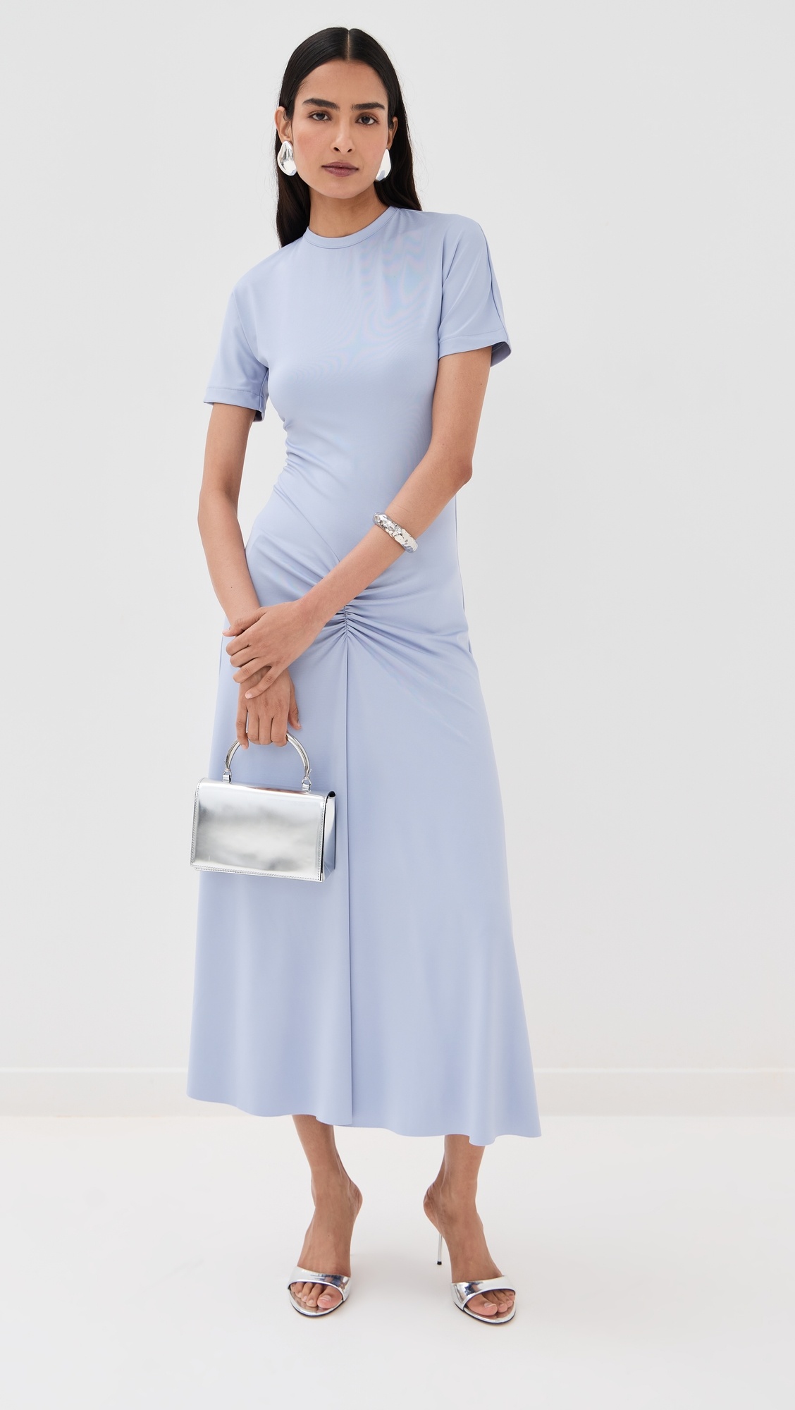 Gathered Waist T-Shirt Midi Dress - 4