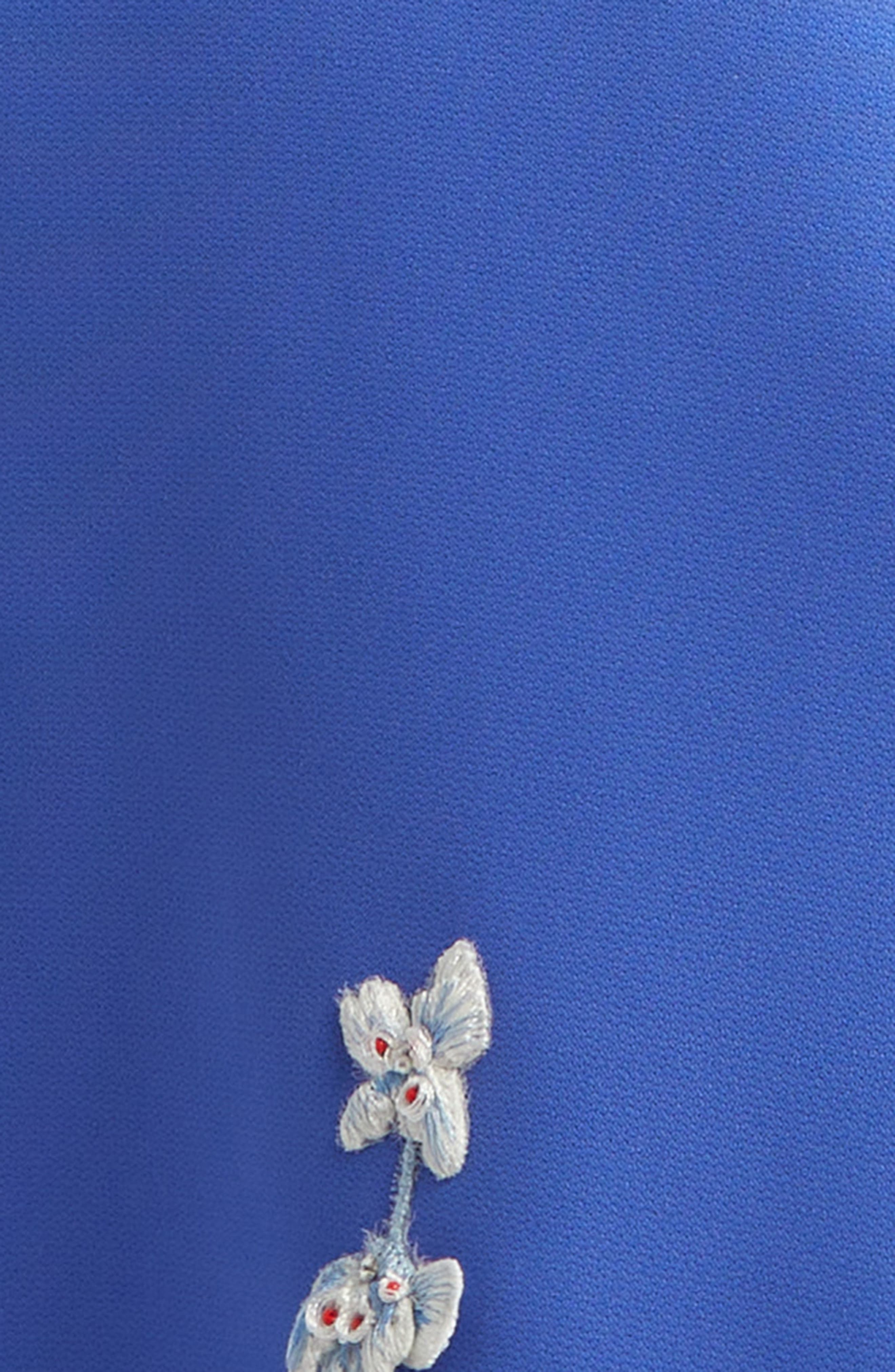 Carolina Herrera Floral Embroidered Stretch Crepe Gown with Bows in Delphinium Mult at Nordstrom - 6