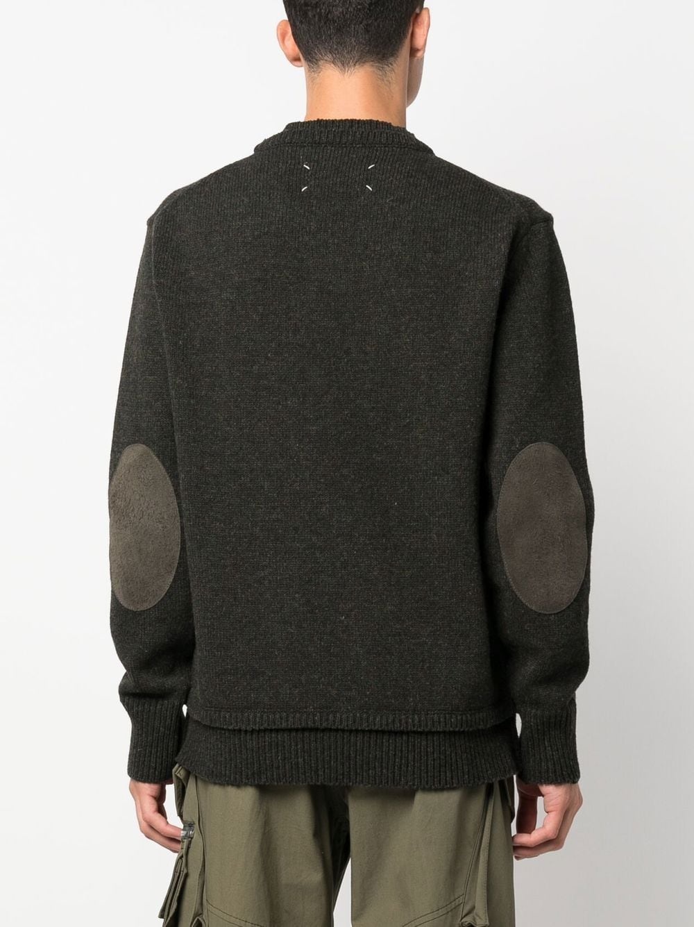 elbow-patch crew neck jumper - 4