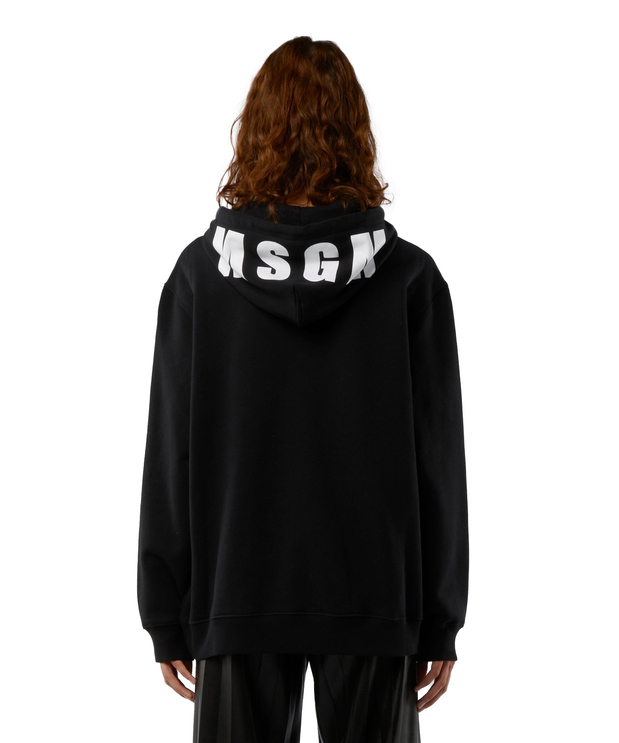 Oversized sweatshirt with a maxi logo print on the hood - 2