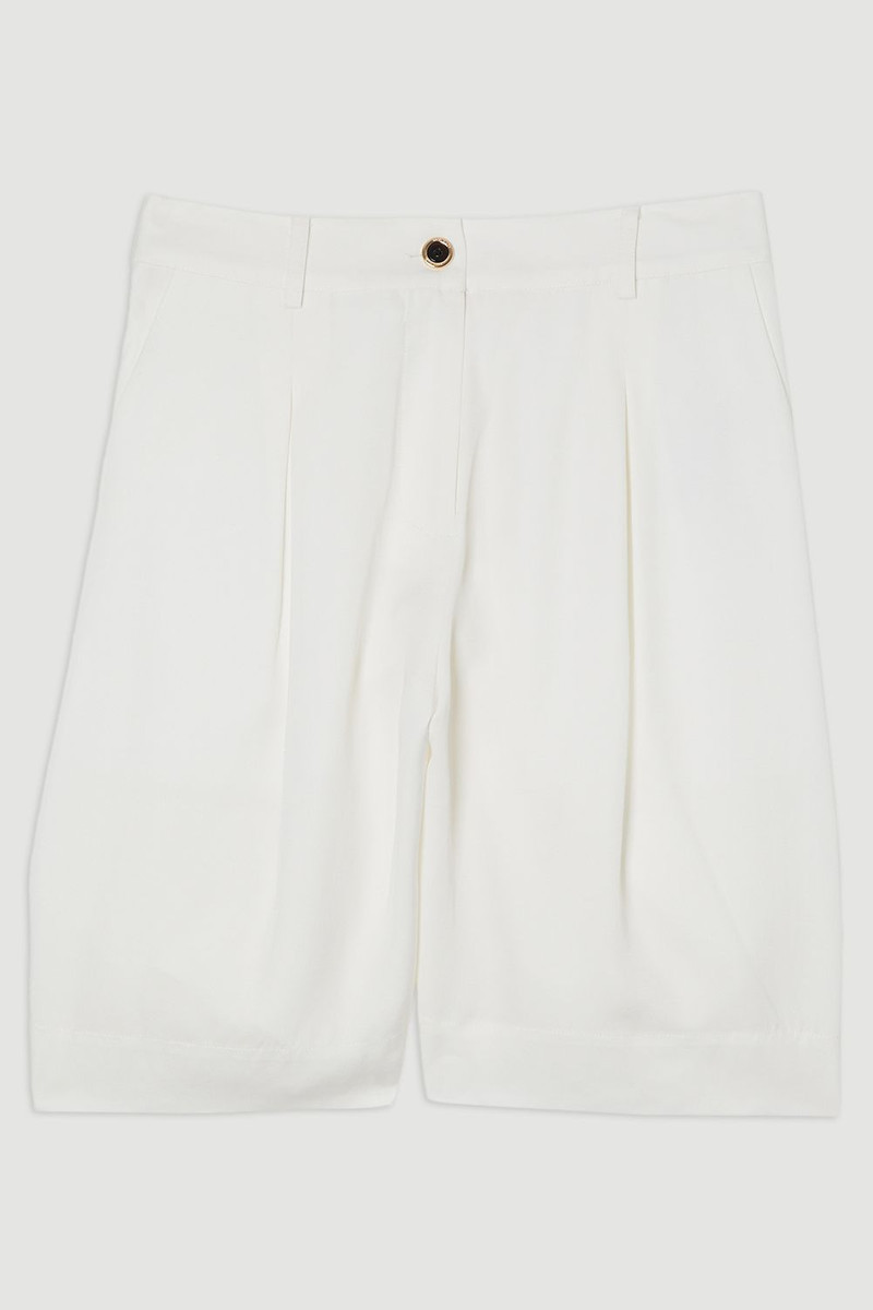 Tall Premium Viscose Linen Belted Woven City Short 4