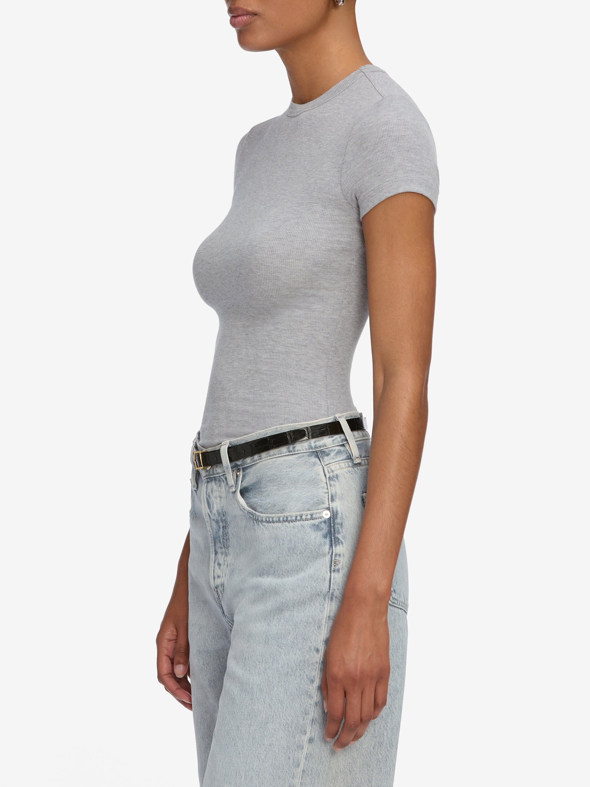 The Rib Baby Tee in Heather Grey - 5