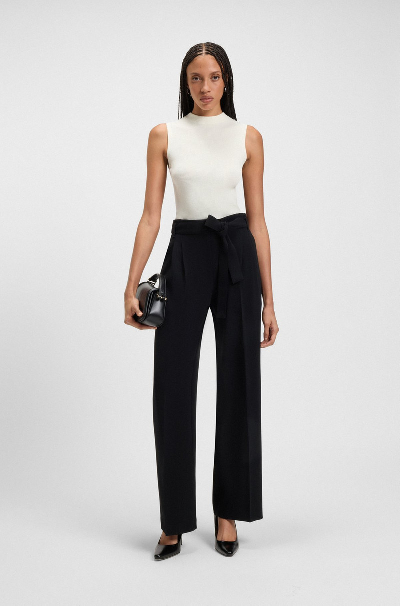 BOSS SLEEVELESS MOCK-NECK TOP IN RIBBED FABRIC outlook