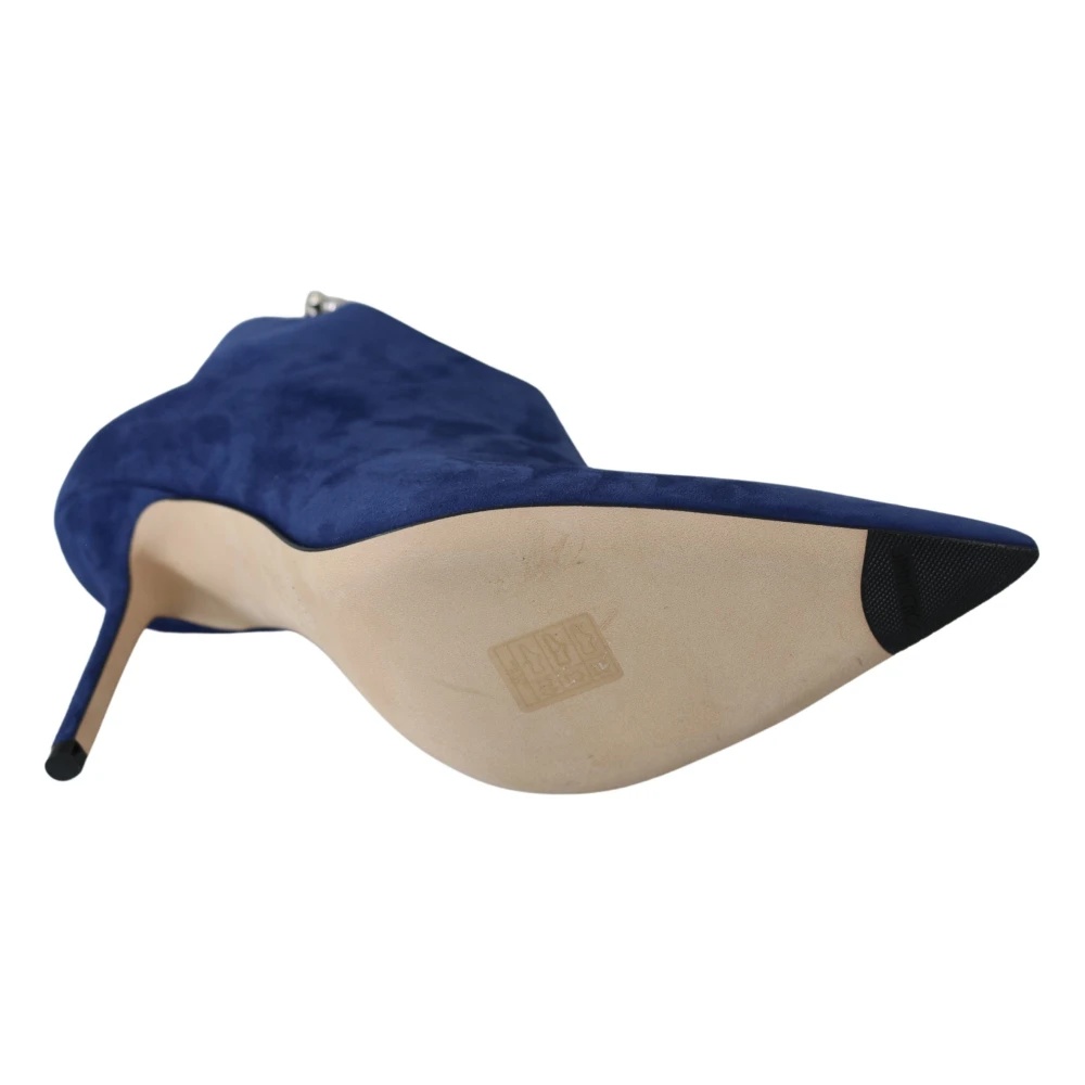 BLUE CRYSTAL STRAP HEELED BOOTS - 6