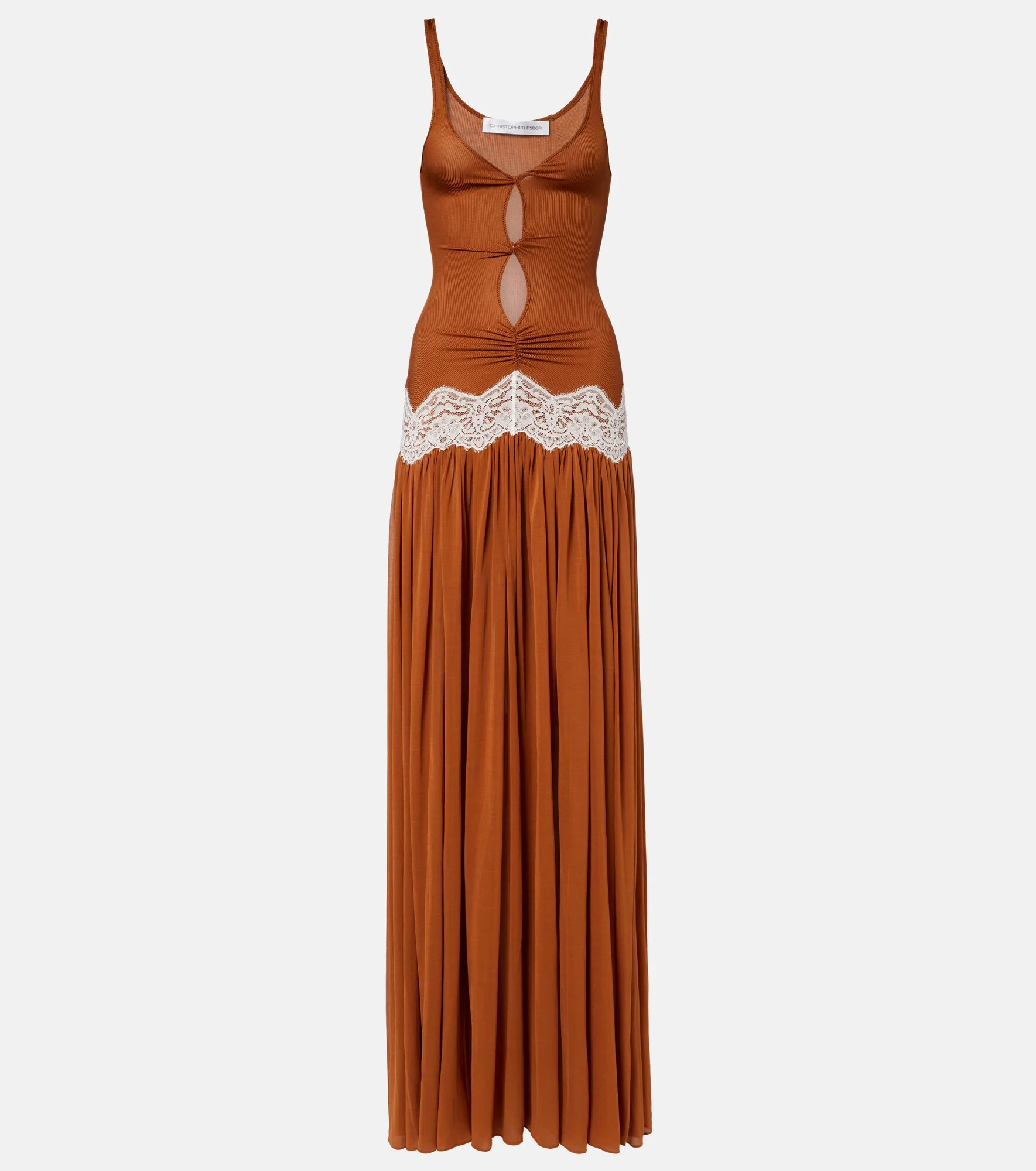 Cutout lace-trimmed gown - 1