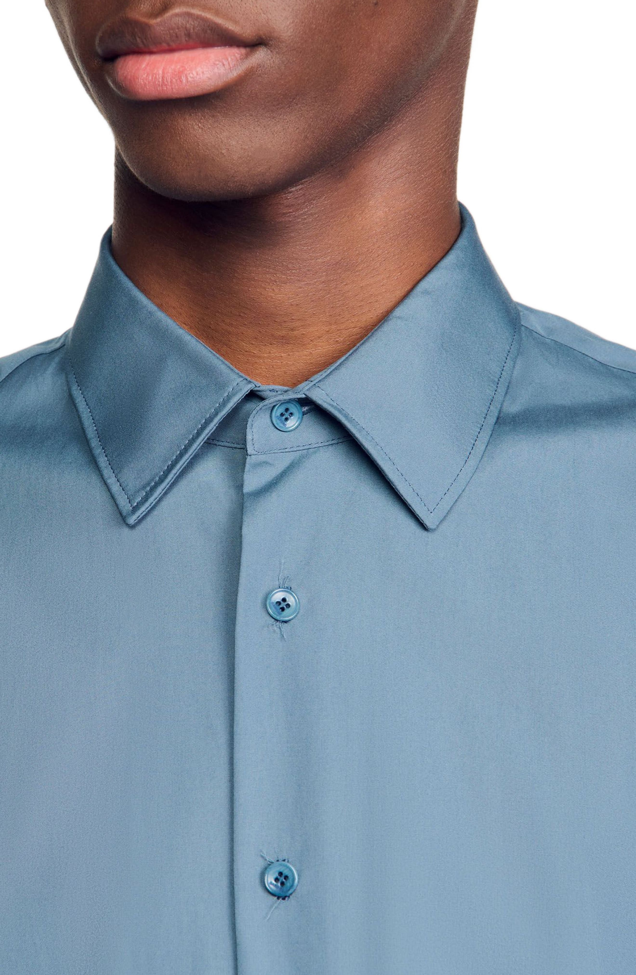 SANDRO Plain shirt in Thunderstorm Blue at Nordstrom - 5