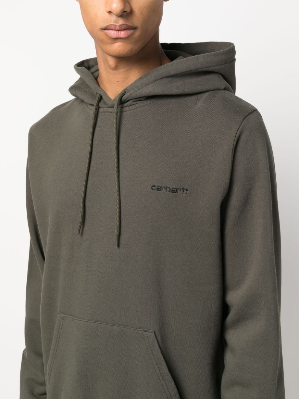 logo-embroidered cotton hoodie - 5