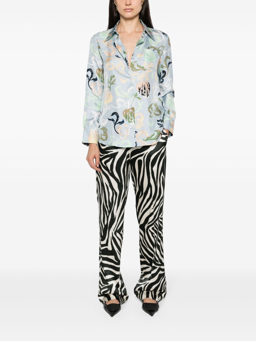 graphic-print silk shirt - 2