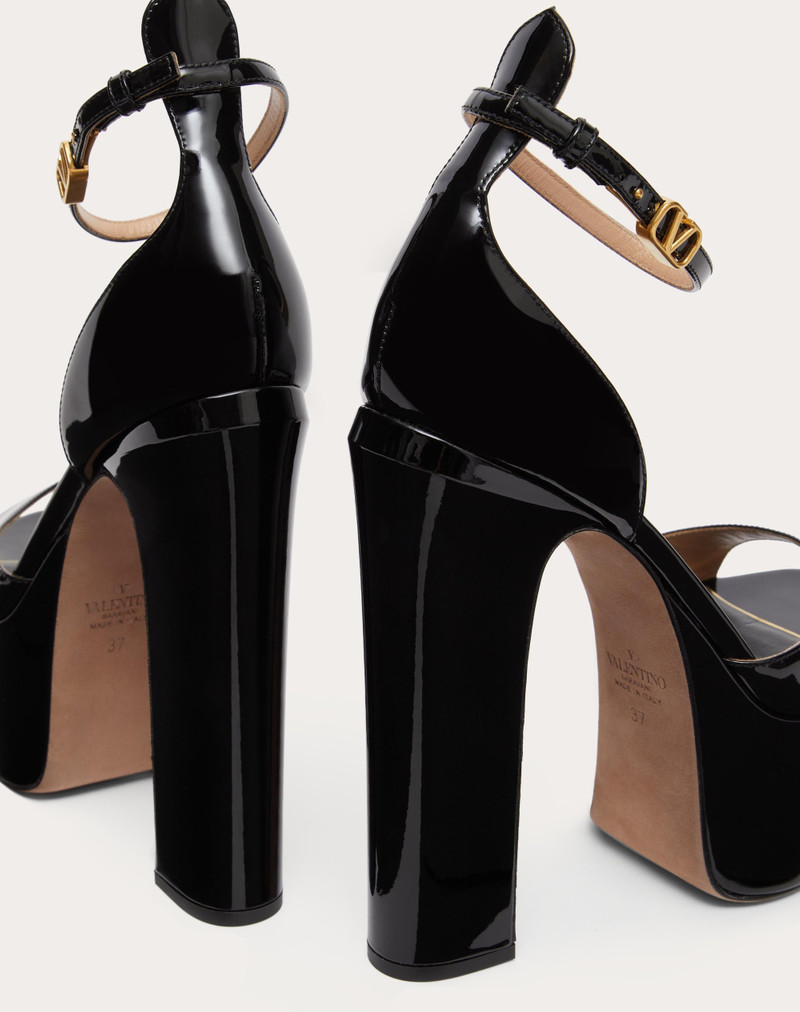 VALENTINO GARAVANI TAN-GO PLATFORM PATENT LEATHER SANDAL 155MM 5