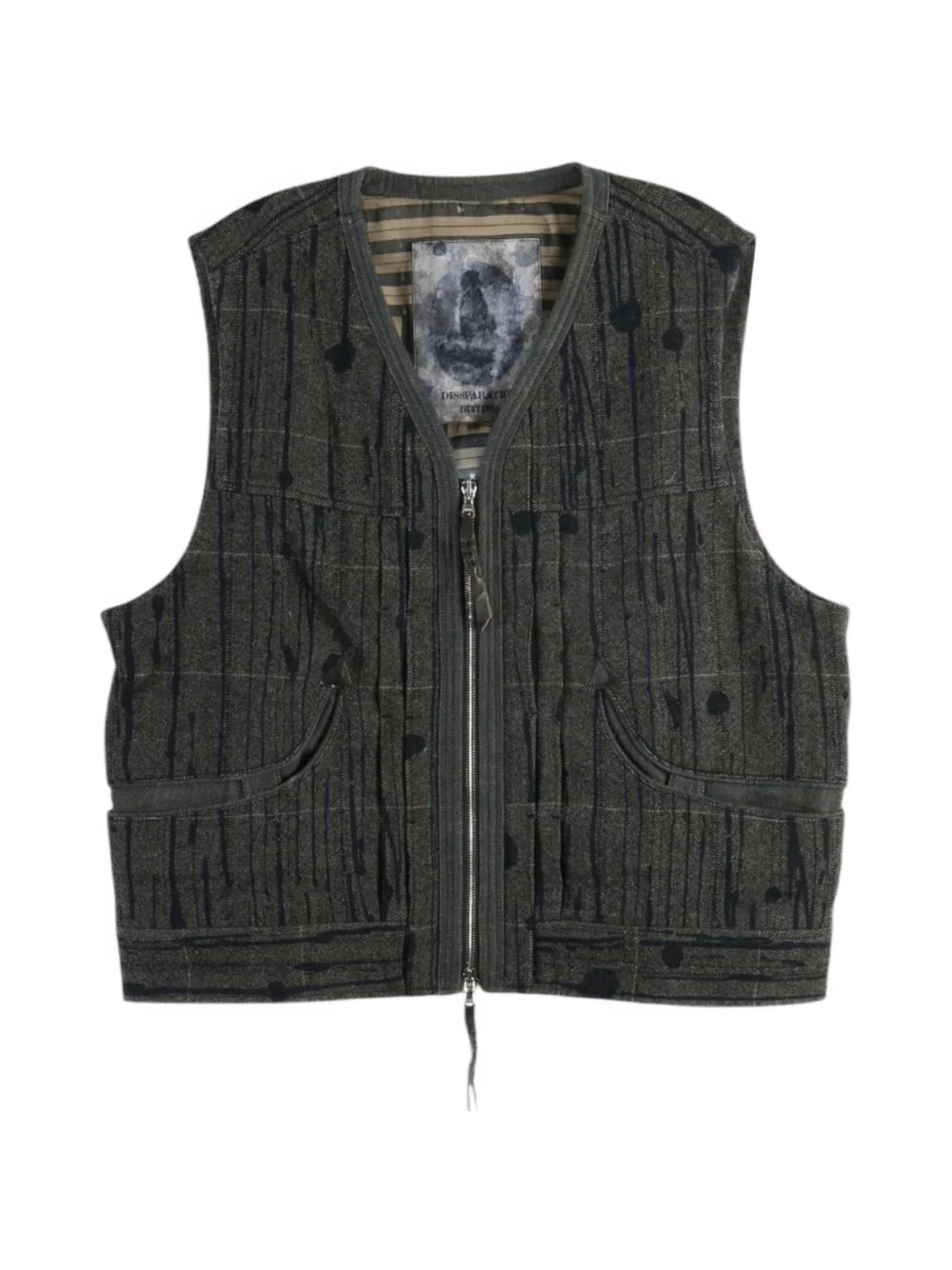 paint-splatter herringbone gilet - 1