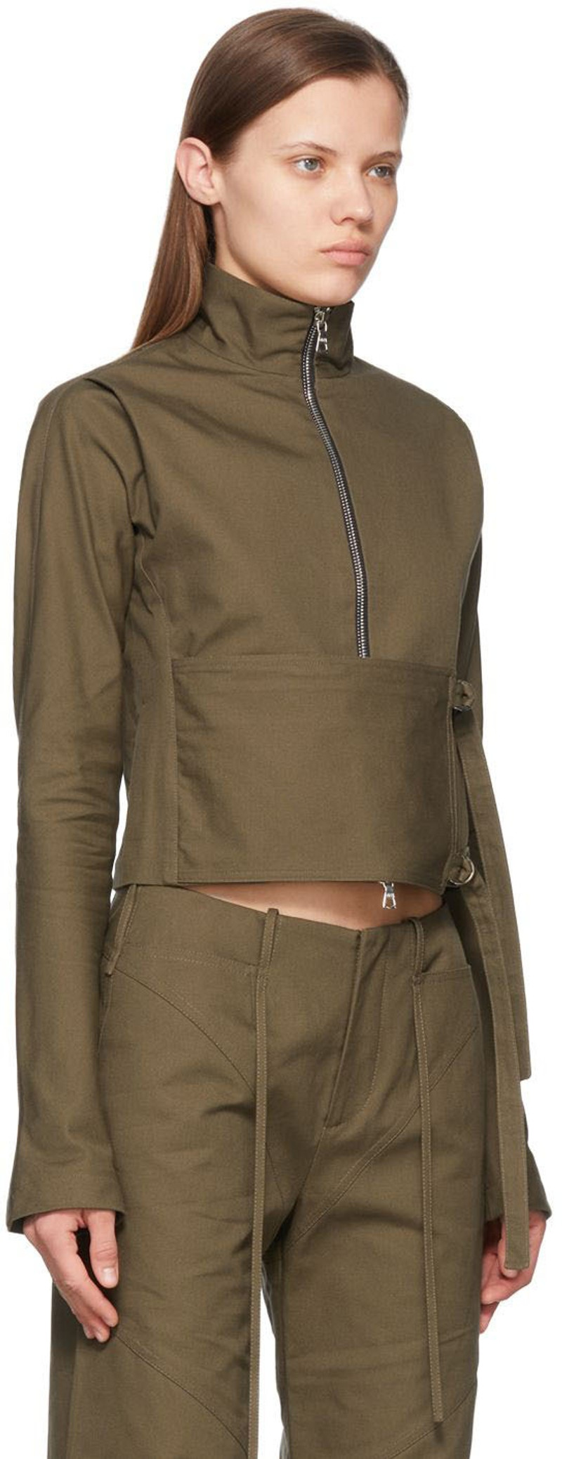 ioannes Khaki Combat Wrap Jacket outlook