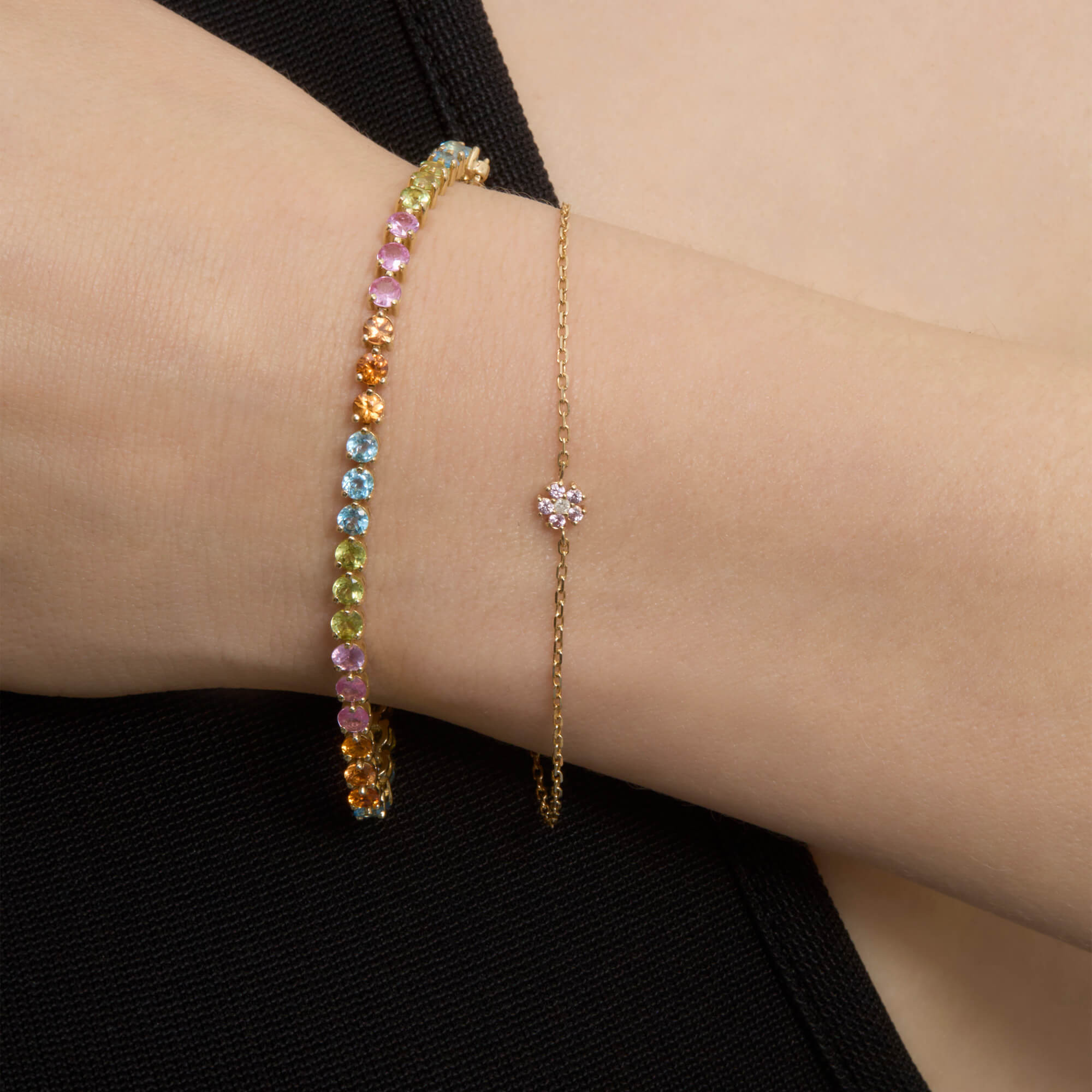 Pink Sapphire Flower Bracelet - 5