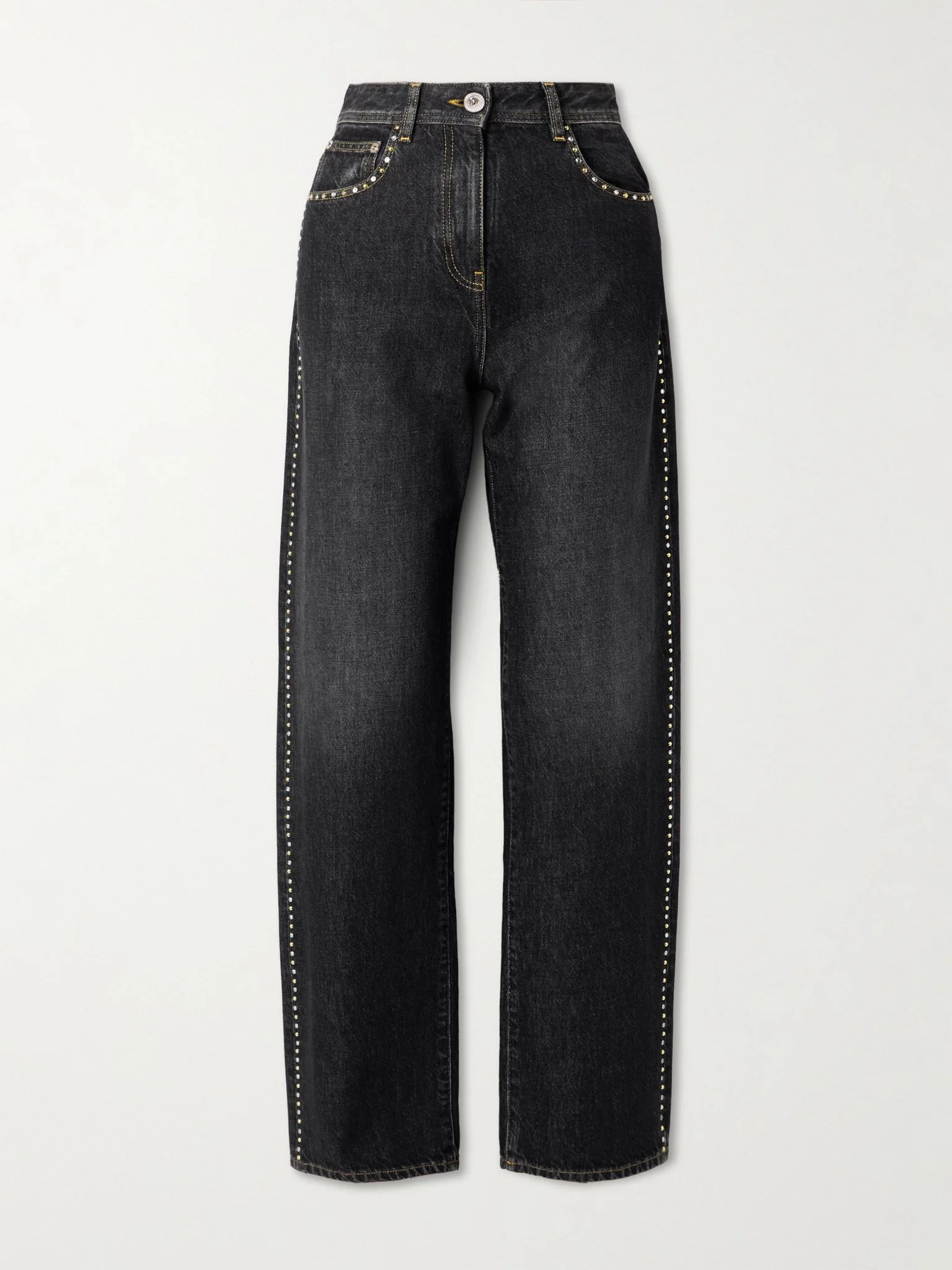 Embellished high-rise straight-leg jeans Black - 1
