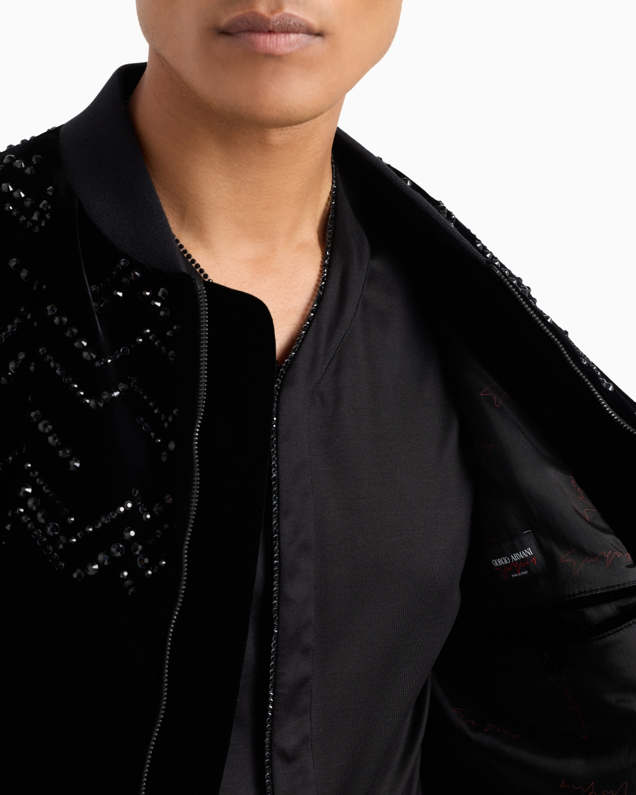 Giorgio’s velvet bomber jacket with applied rhinestones - 6